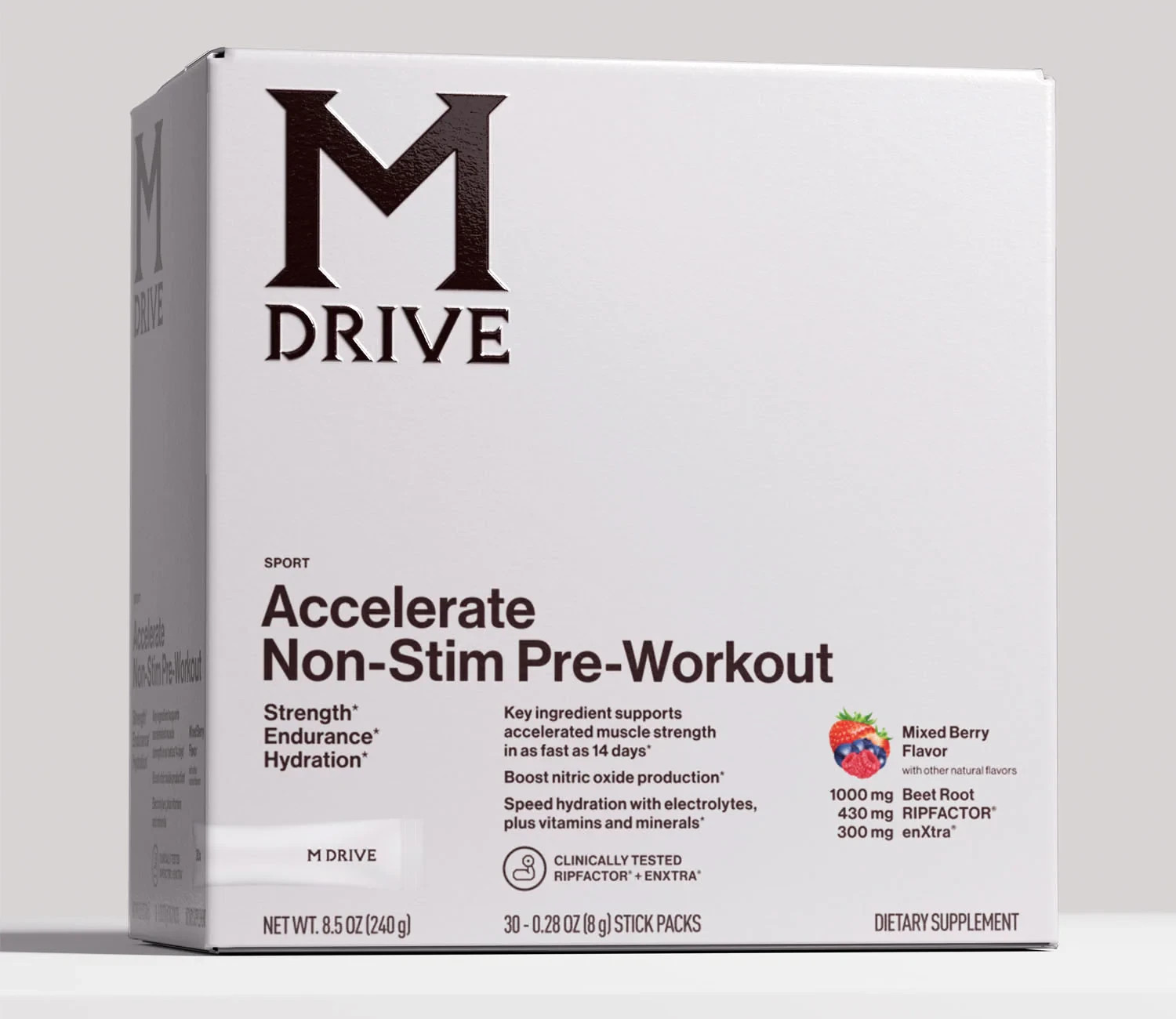 M DRIVE Accelerate Pre-Workout for Strength, Pump & Focus 30 Stick Packs (8.5oz)