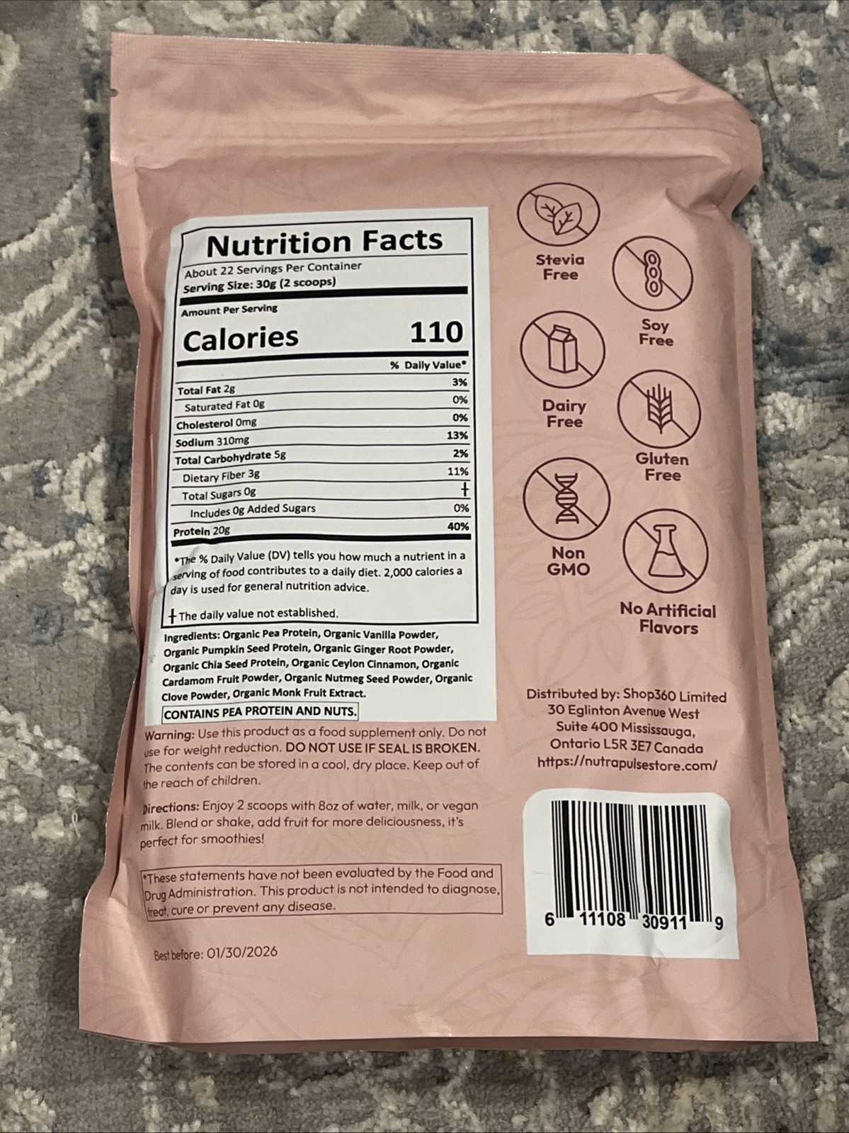Nutra Pulse Plant Based Protein Powder Vanilla Chai. 23.7oz Exp 01/26