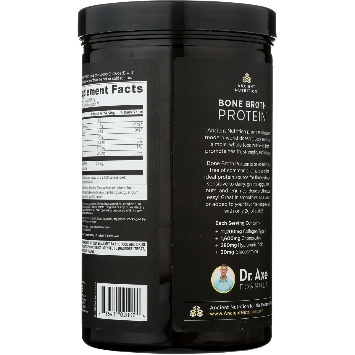 Ancient Nutrition Chocolate Bone Broth Protein Powder 17.8 Oz 20 G 1 Pack