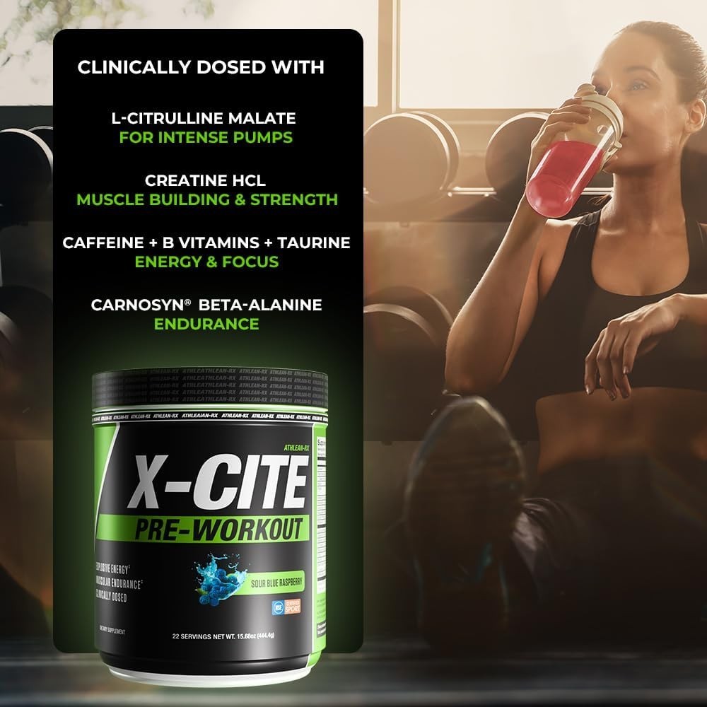 X-CITE Pre-Workout by ATHLEAN-X – Enhanced Formula with Beta-Alanine, Creatine &