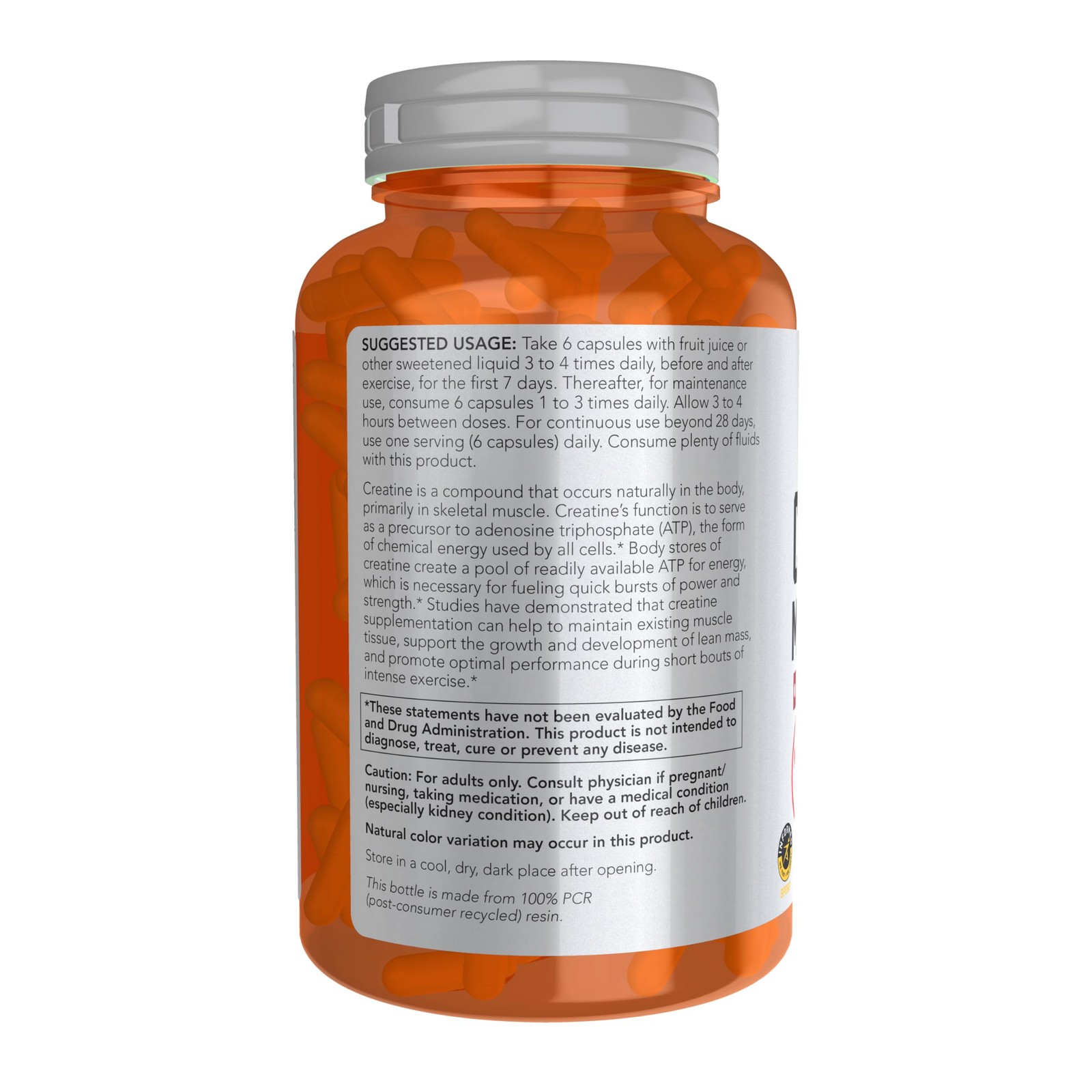 Now Sports Creatine Monohydrate 240 Count Pure Energy And Mass Builder Supple…