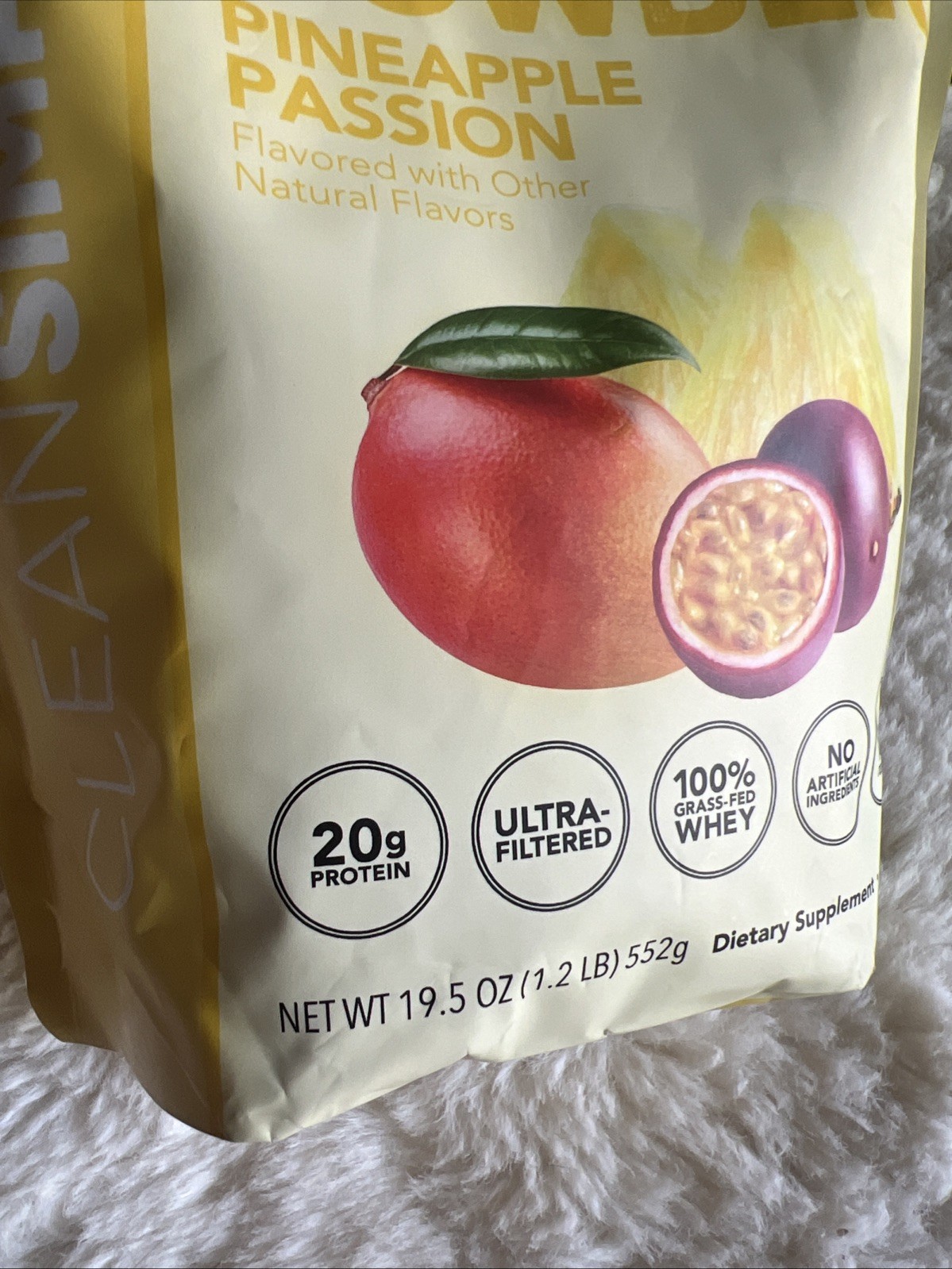 Clean Simple Eats Whey Protein Powder Pineapple Passion Grass Fed 19.5 oz