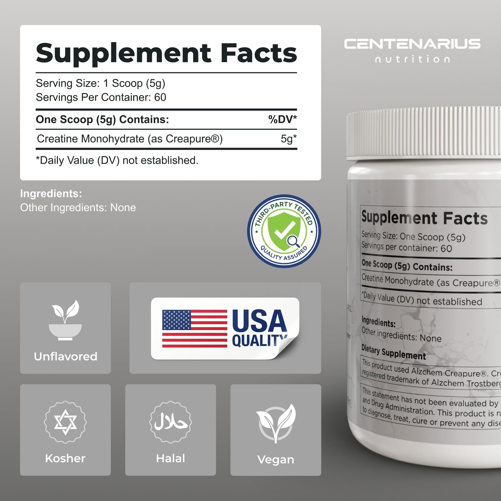 Monohydrate Powder Unflavored 300g, Micronized Creatine Supplement for Men women