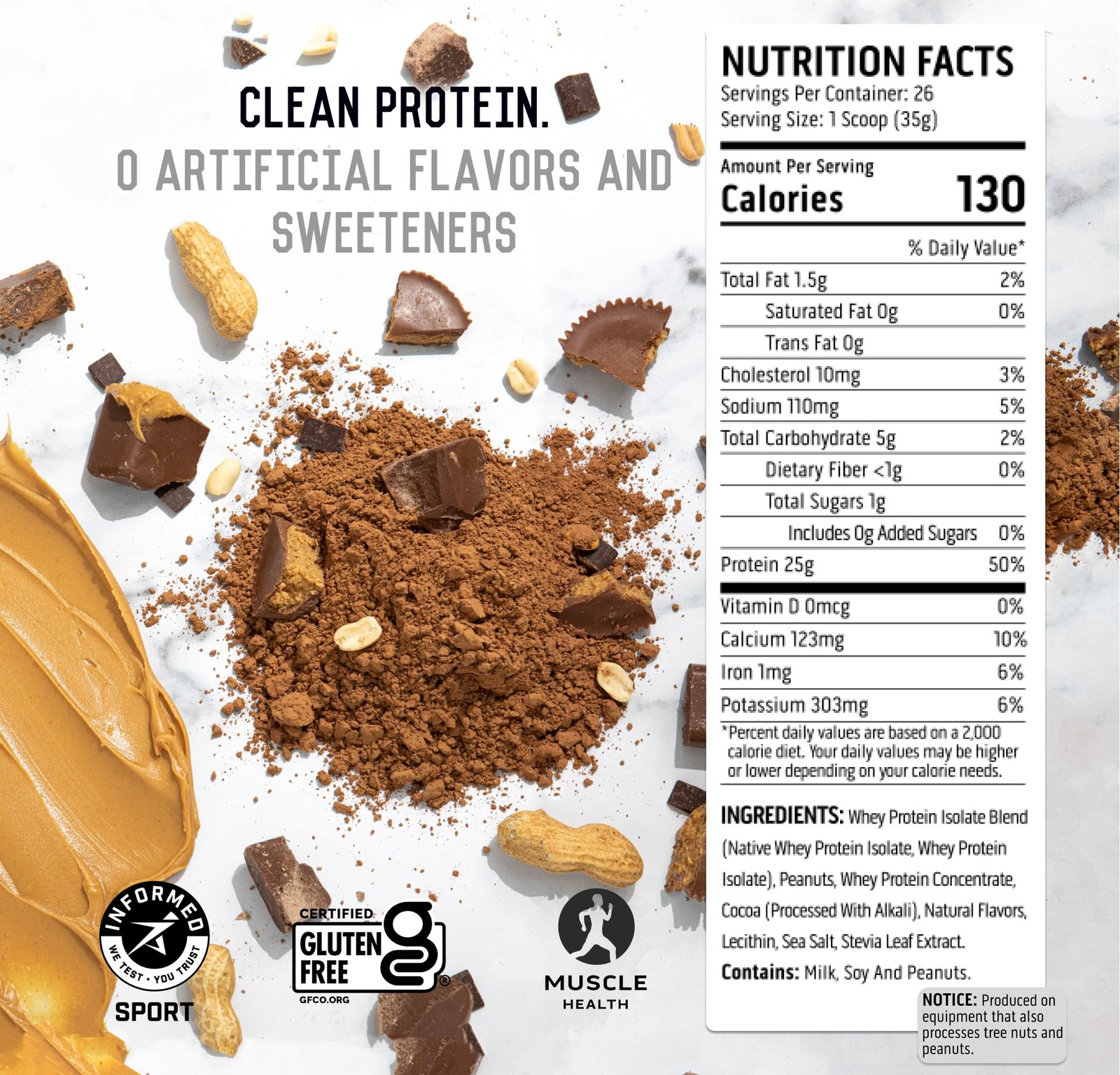100% Whey Protein Powder Post Workout Whey Protein Isolate, Zero Artificial