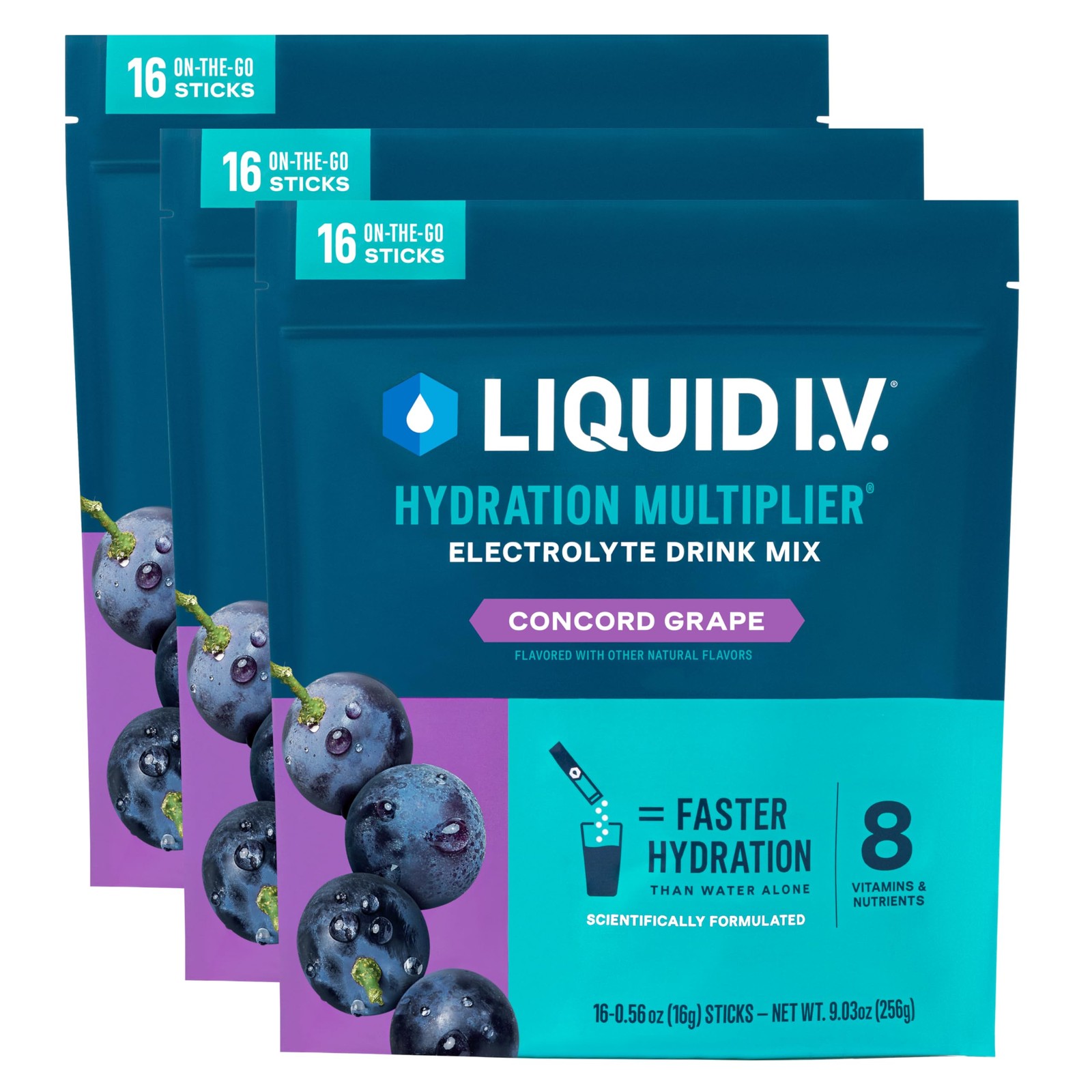 Liquid I.V.® Hydration Multiplier – Concord Grape | Electrolyte 48 Count