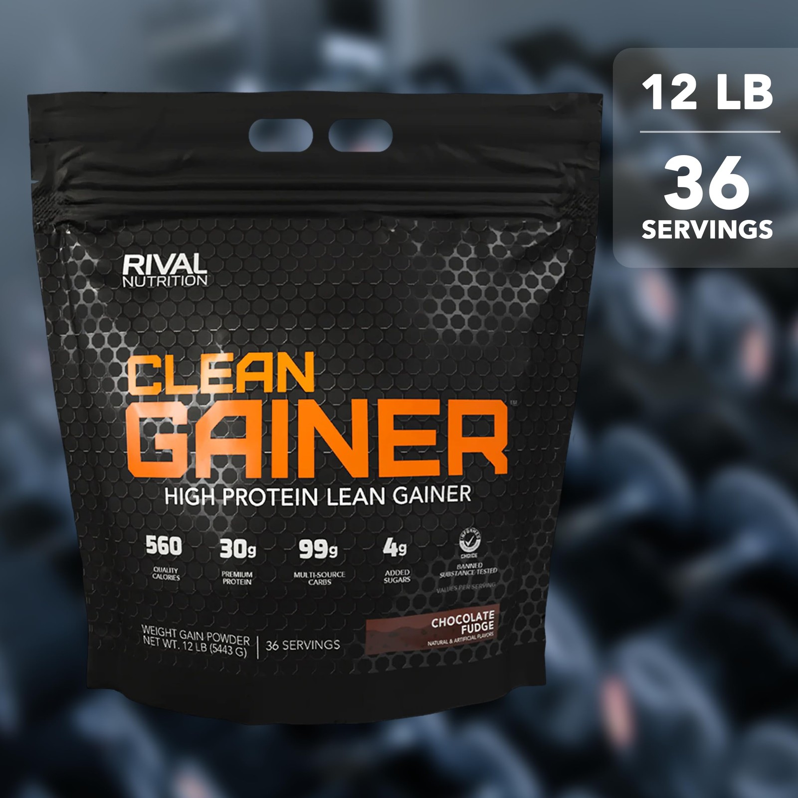 Rival Nutrition Clean Gainer Chocolate Fudge 12 Lb I High Protein Lean Gainer
