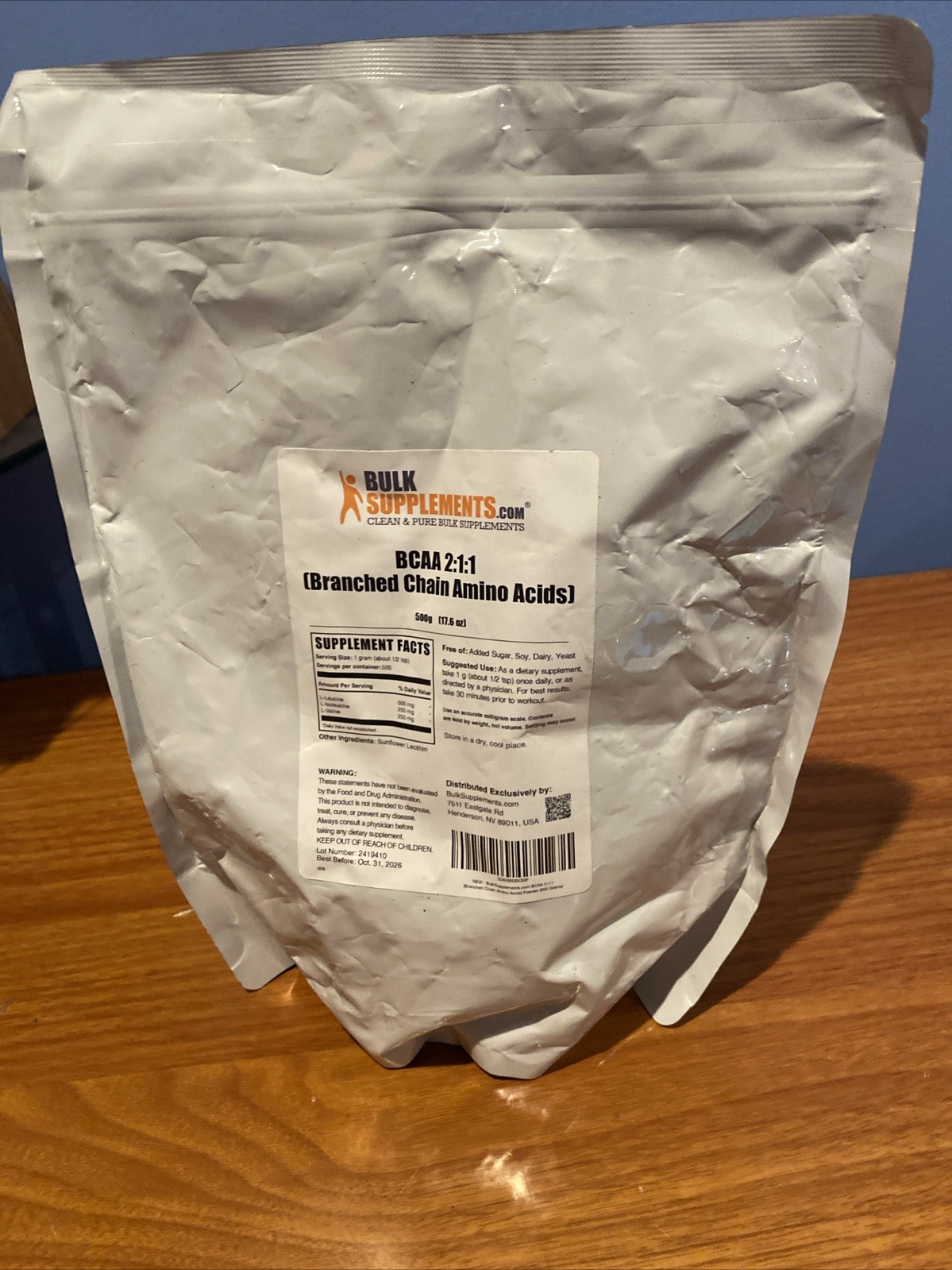 BulkSupplements BCAA 2:1:1 Powder 500g 17.6oz