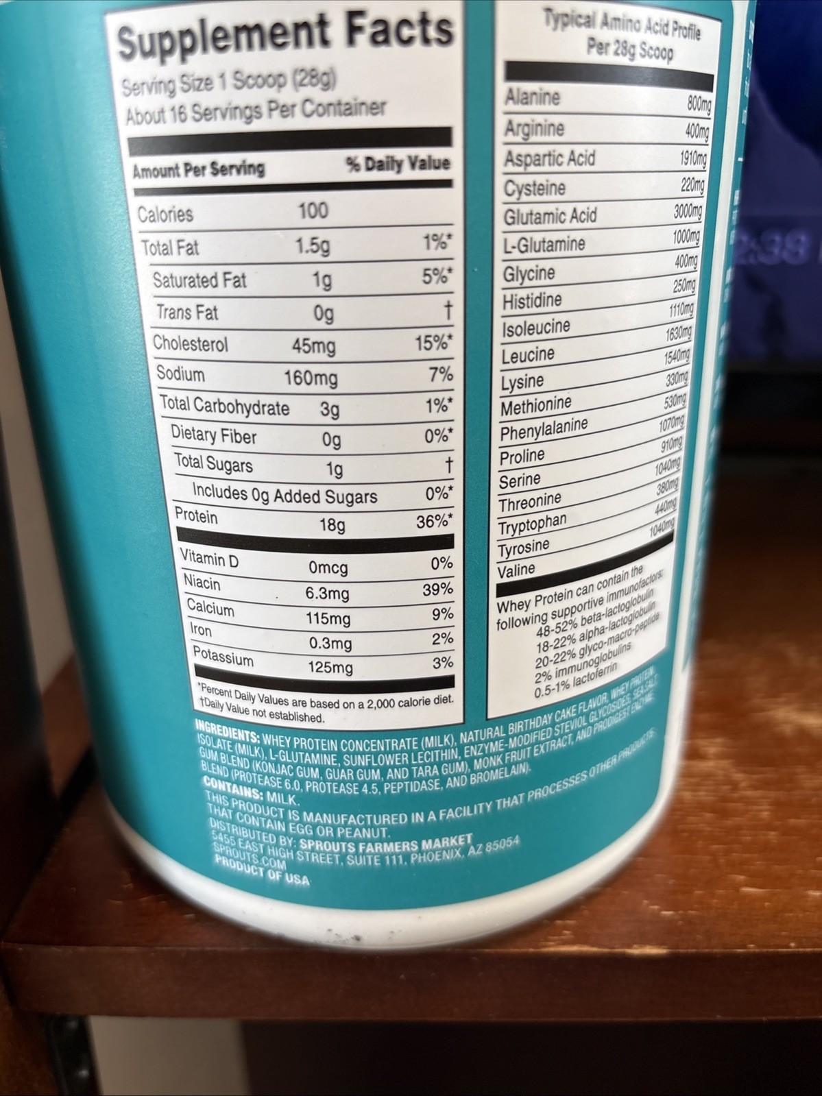 Sprouts Farmers Market Whey Protein birthday cake