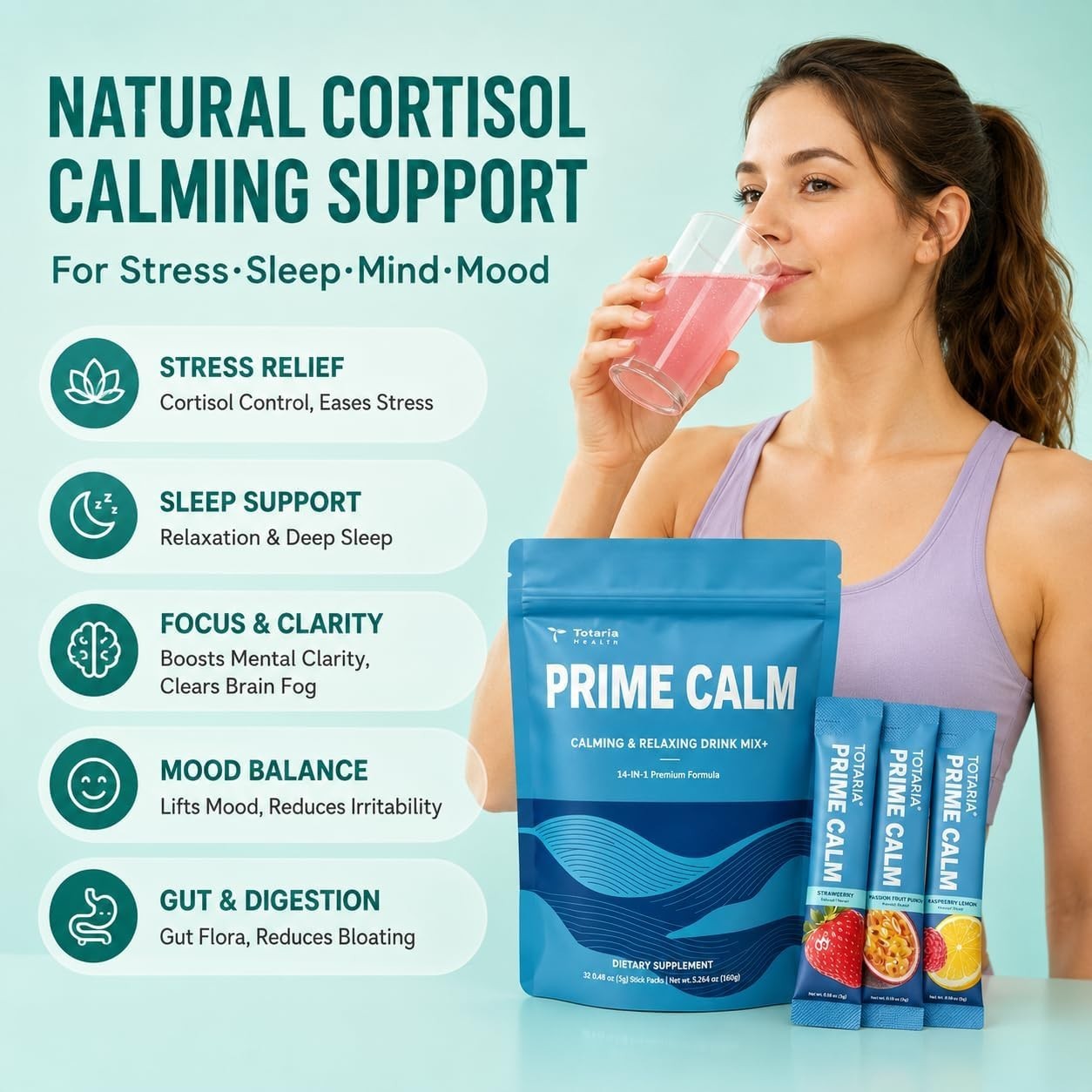 PrimeClam Drink Mix | Cortisol Reducer* Stress Mood & Sleep Aid with Magnesium