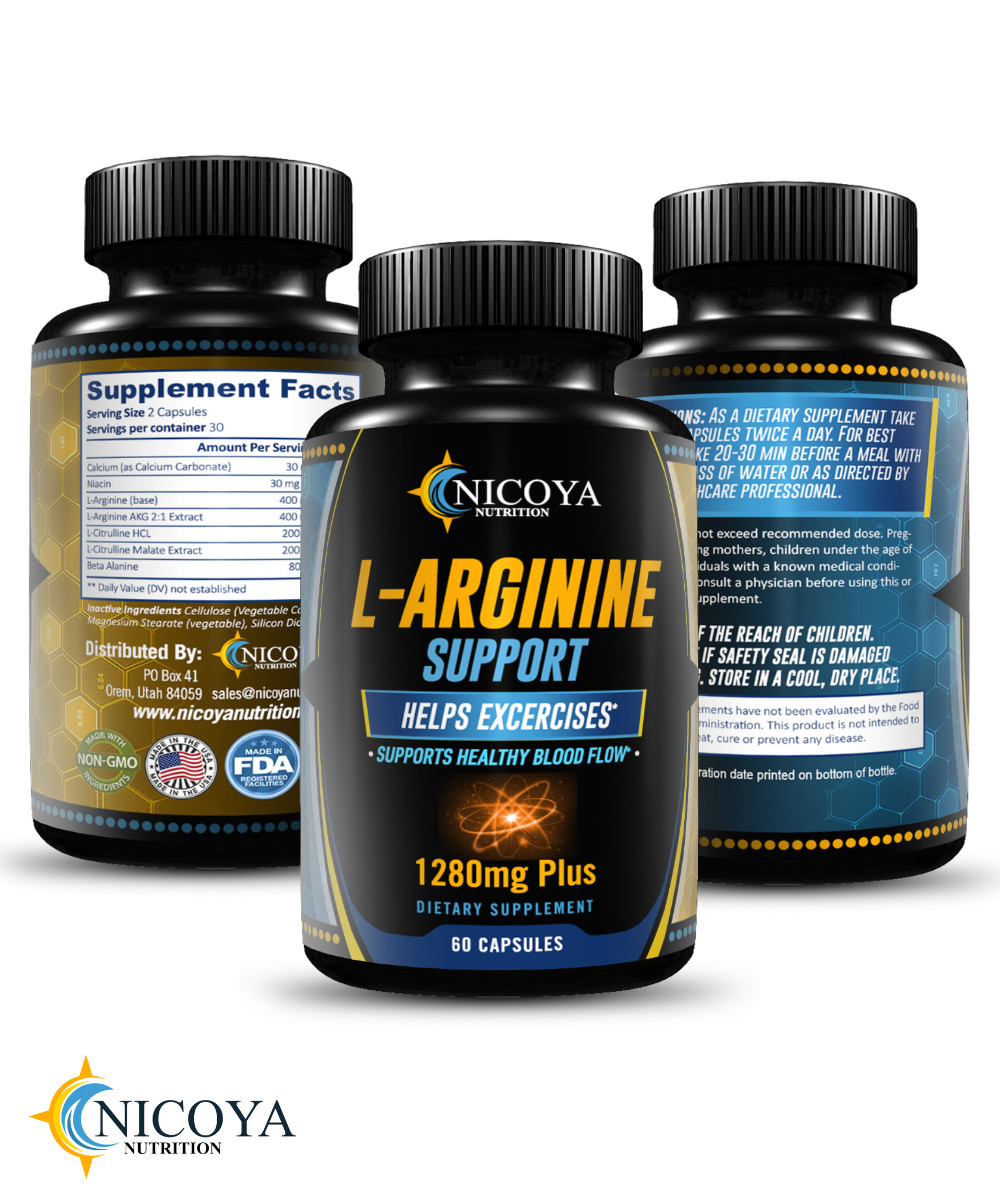L-Arginine, Pre Workout Booster Muscle Building & Energy Supplement -2 PACK