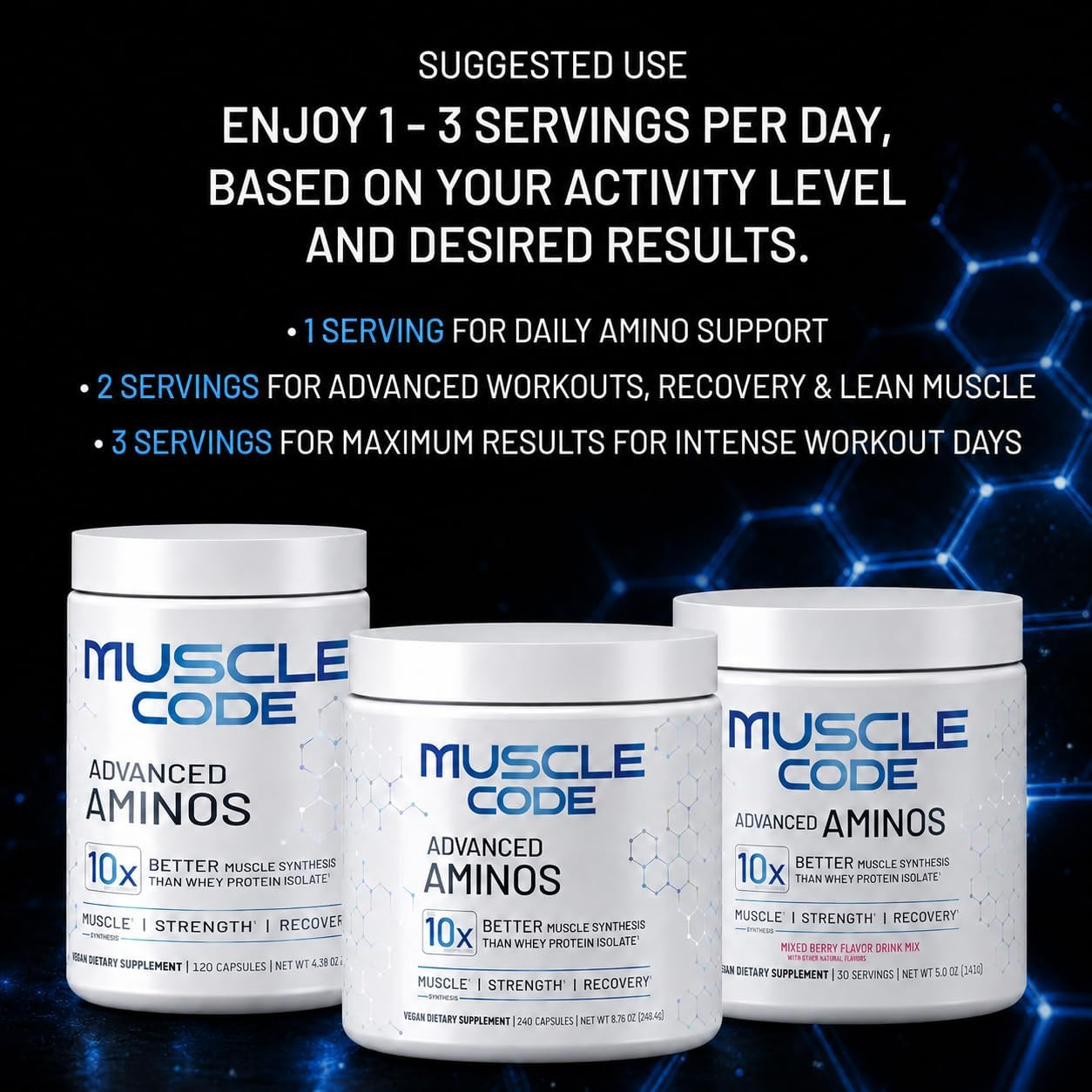 Muscle Code Essential Amino Acid Powder Muscle Synthesis & Repair & Strength Nat