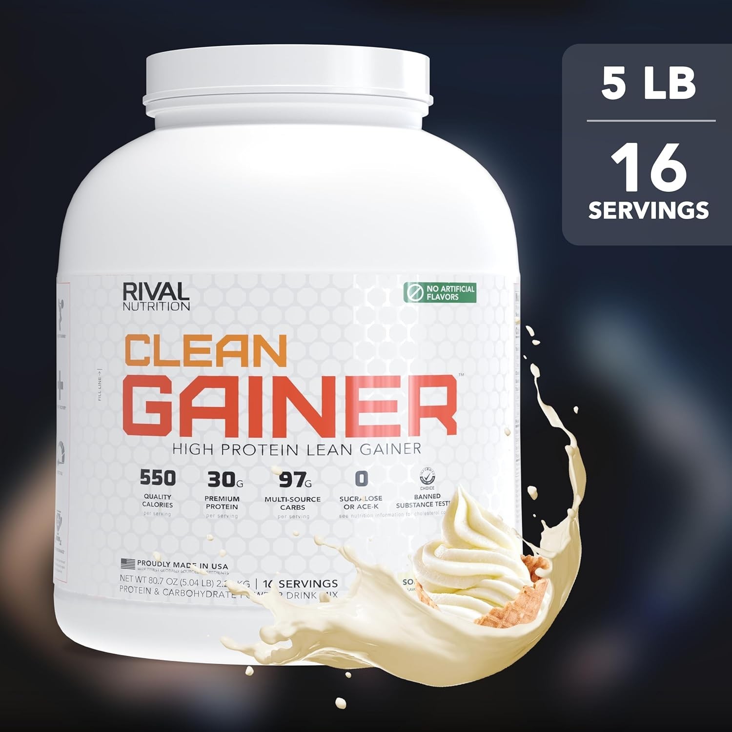 Clean Gainer Soft Serve Vanilla Protein Powder – 30g Protein & 550 Calories