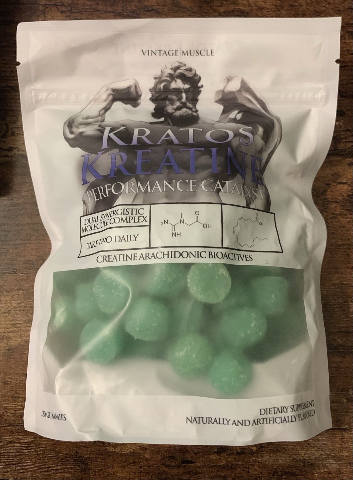Kratos Kreatine 120 Gummies Creatine Arachidonic Acid Bioactives Vintage Muscle