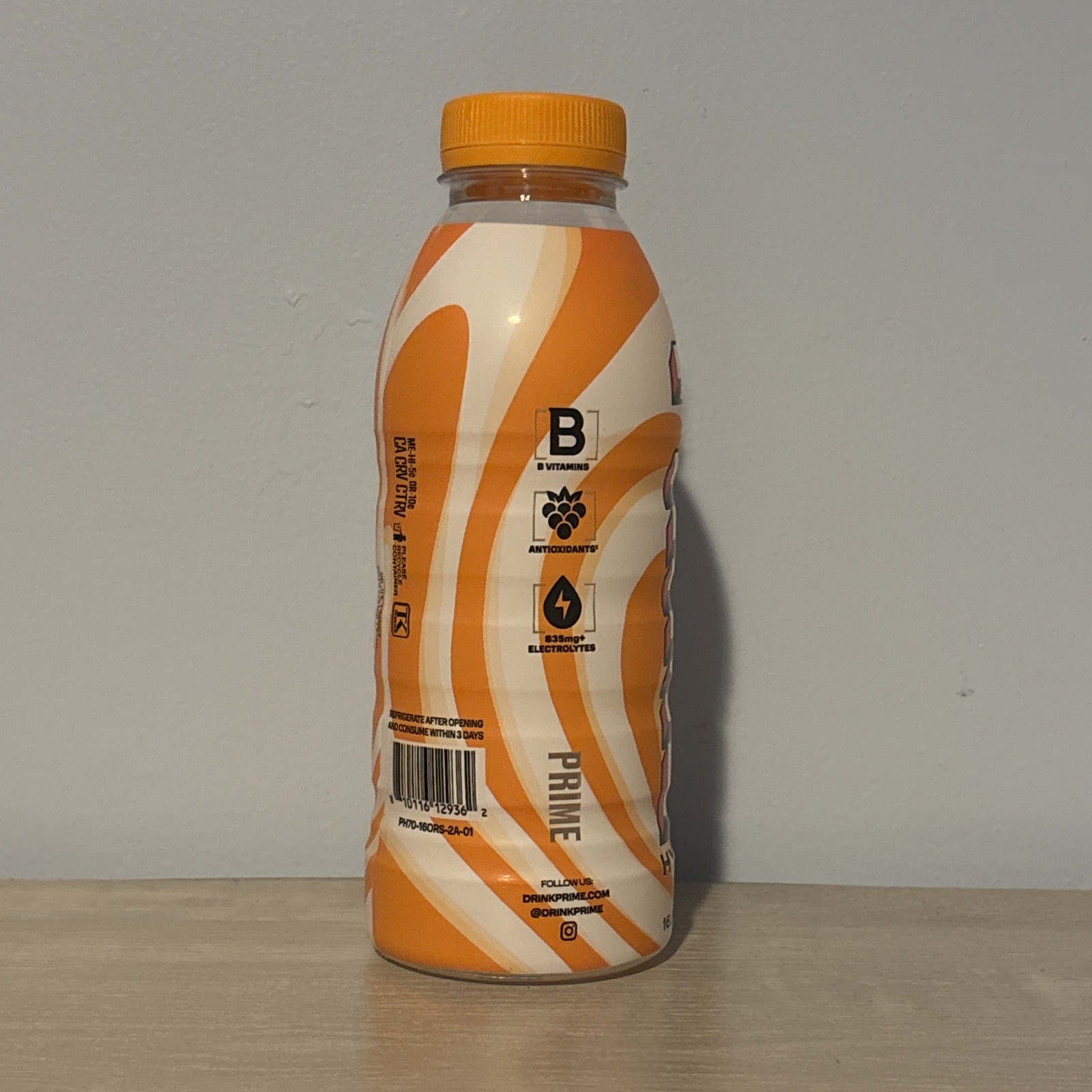 *NEW* Prime Hydration Drink Orange Swirl Gluten-Free Caffeine-Free 16.9 fl oz