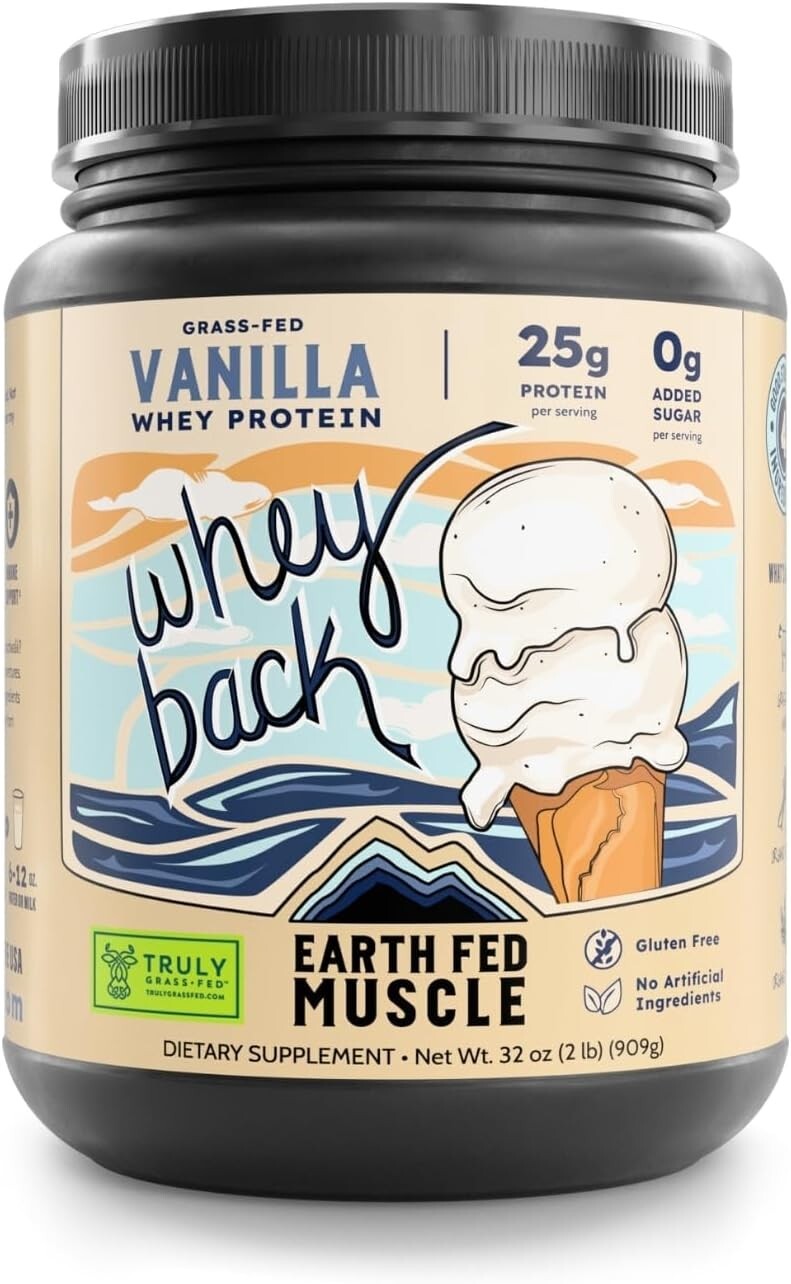 Vanilla Whey Protein Powder 2lb – Truly Grass Fed, No Additives, Easy Blend