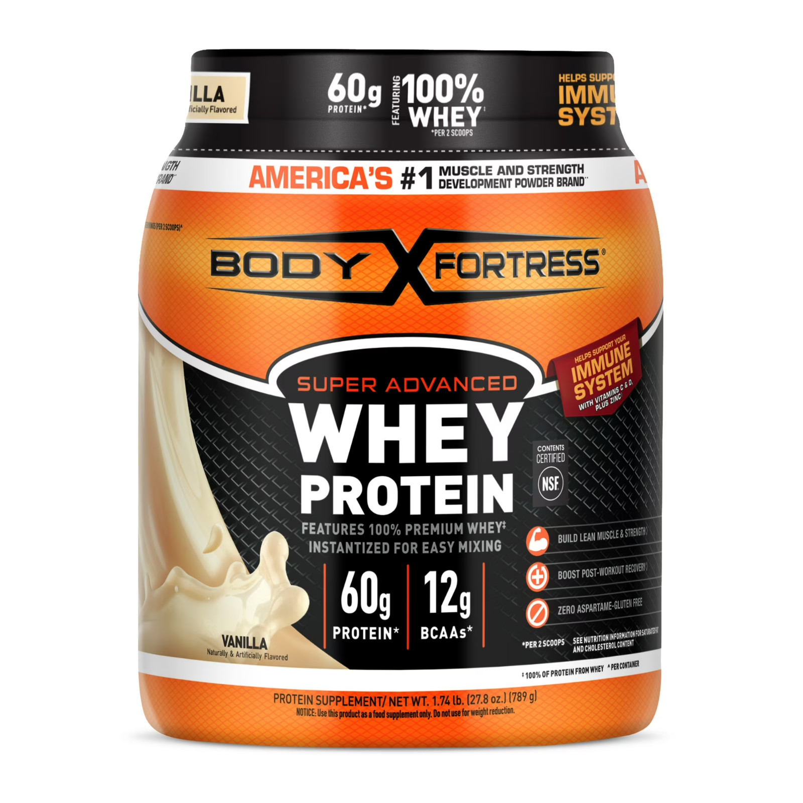 2 Pack Body Fortress 100% Premium Whey Protein Powder, Vanilla, 1.78 lbs