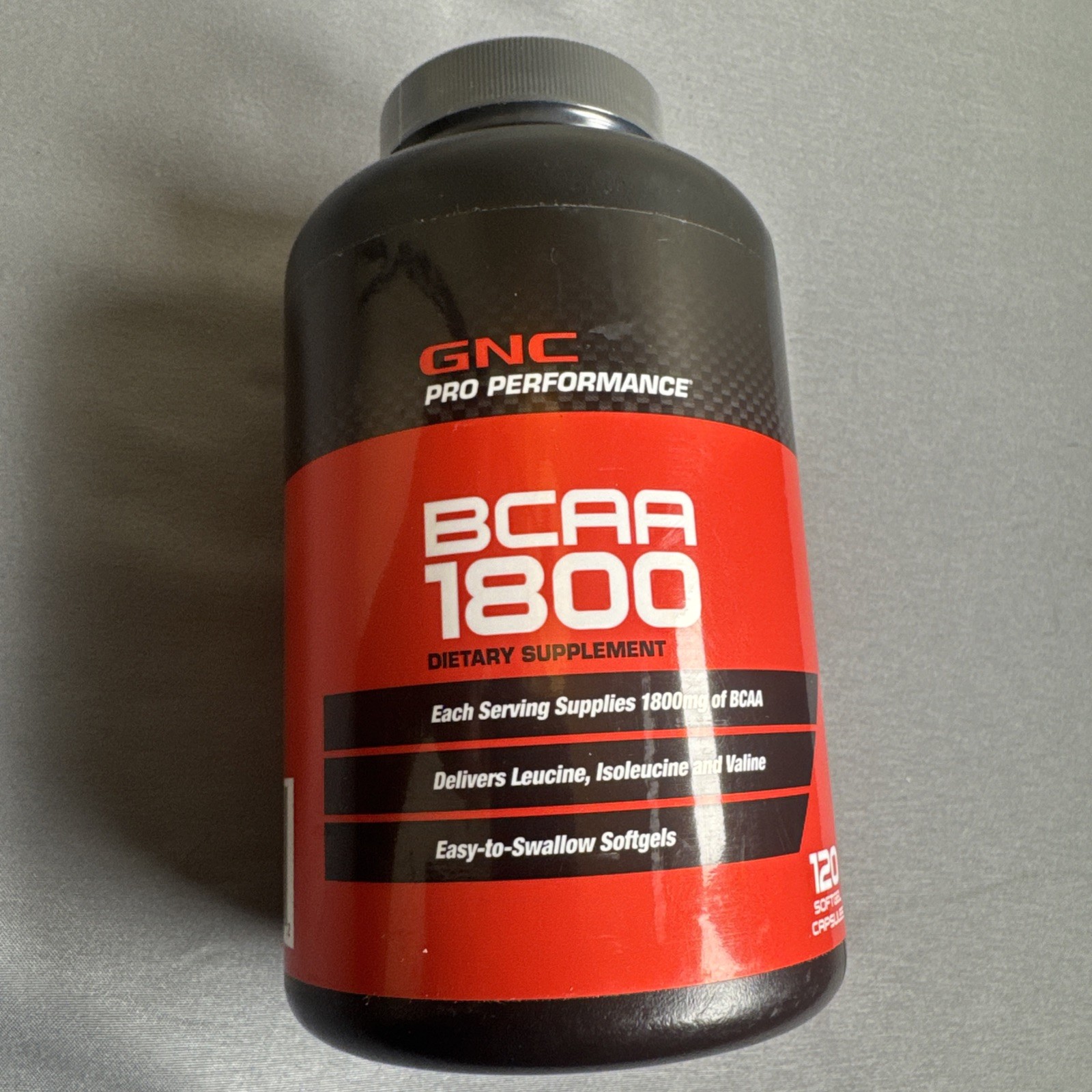 GNC Pro Performance BCAA 1800 Dietary Supplement, 120 gels 11/2026