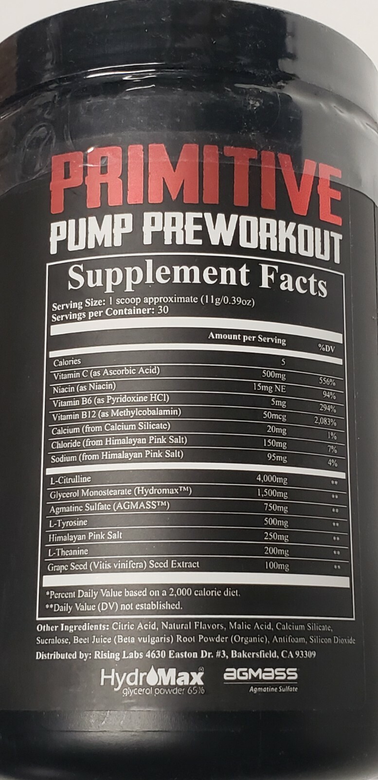 Rising Labs – Primitive Pre-WorkOut – Blood Orange Kiwi – 30 Servs – Exp 9/2025