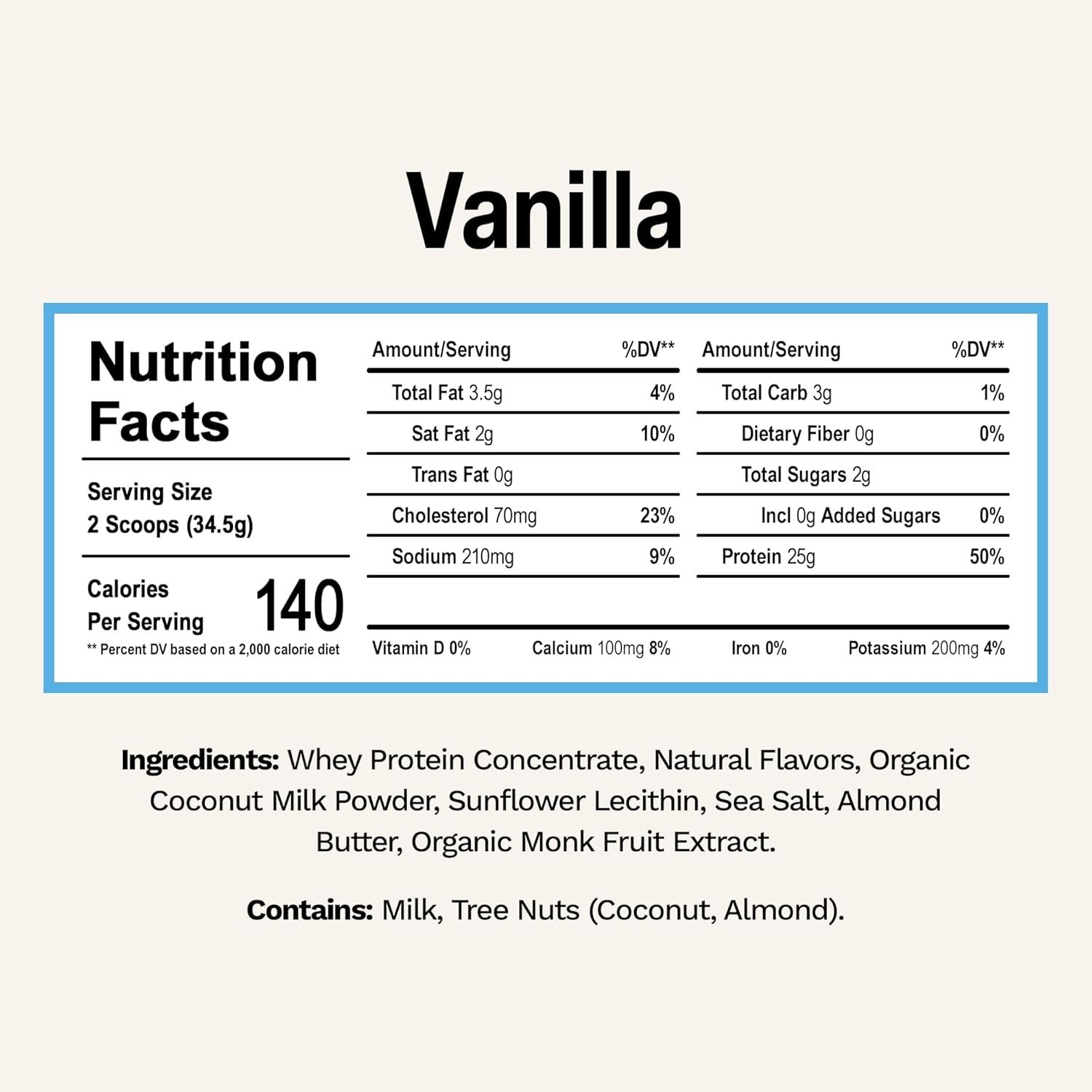 Grass-Fed Whey Protein Powder – Vanilla | 25G Protein No Artificial Flavors, Col