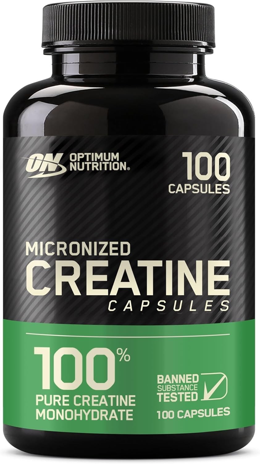 Pure Creatine Monohydrate Capsules by Optimum Nutrition – 100 Easy Swallow Pills