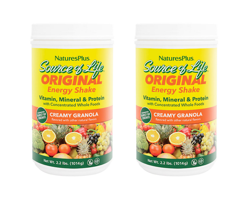 Nature’s Plus Source of Life Energy Shake Powder Creamy Granola 2.2 lbs (2 PACK)