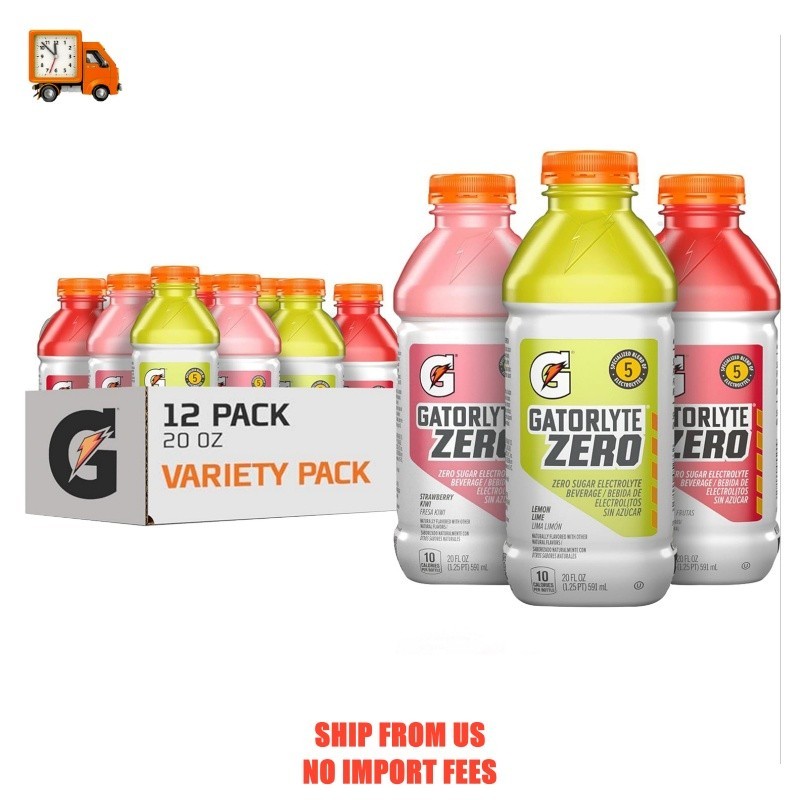 Gatorlyte Zero Electrolyte Beverage Variety Pack, 20 fl oz, 12 Pack Bottles
