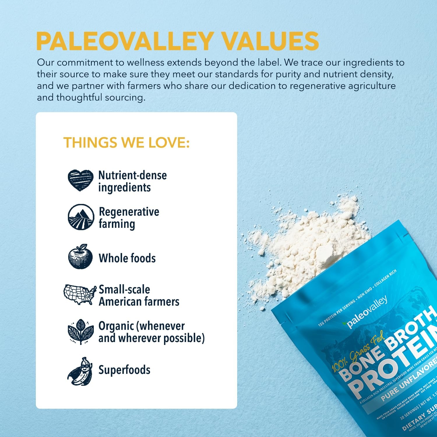 Paleovalley 100% Grass Fed Bone Broth Protein Powder, 1.05 Pound (Pack of 1)