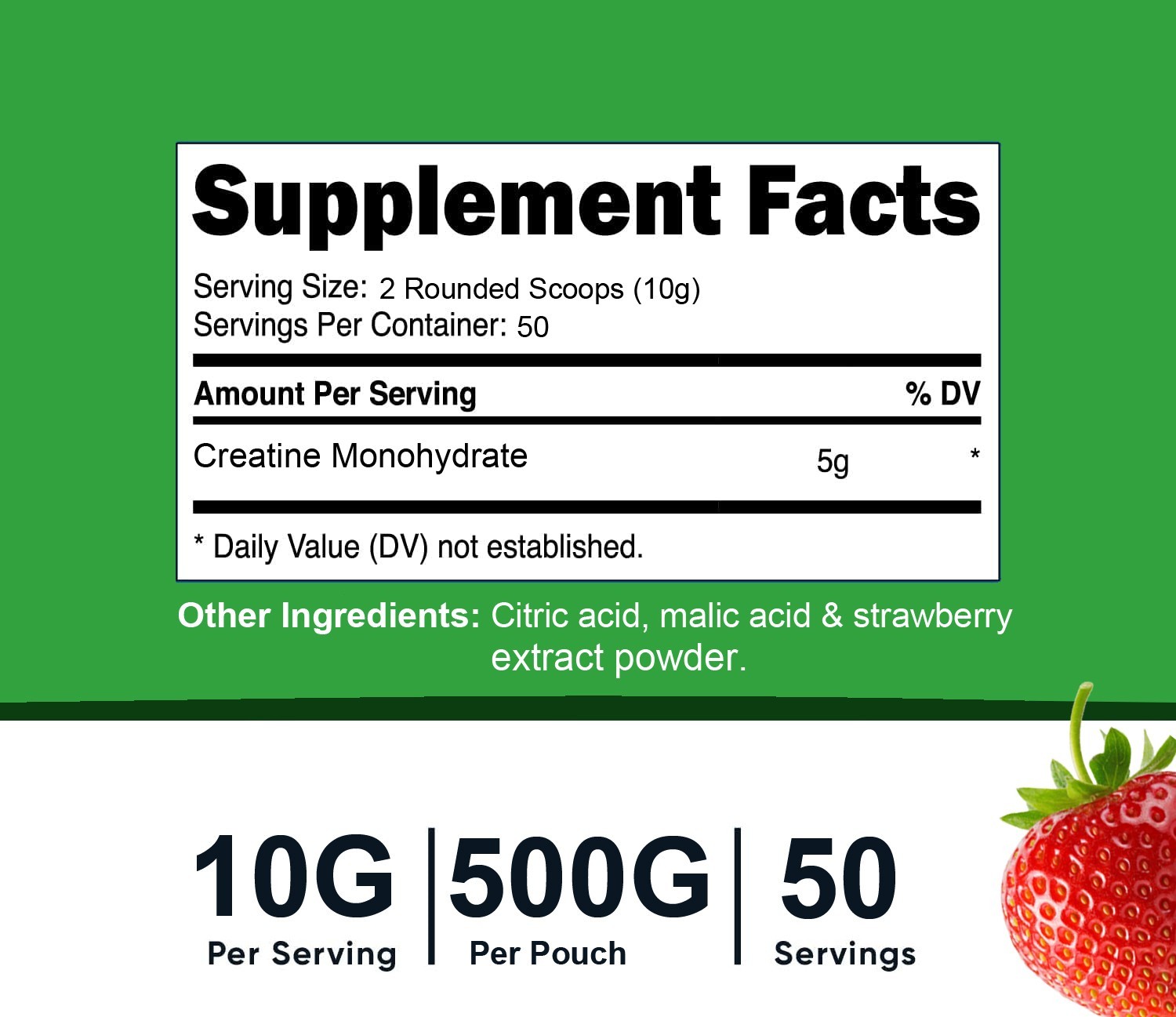 TWO PACKS Creatine Mono 500g (18OZ) , Micronized Powder Strawberry Flavored