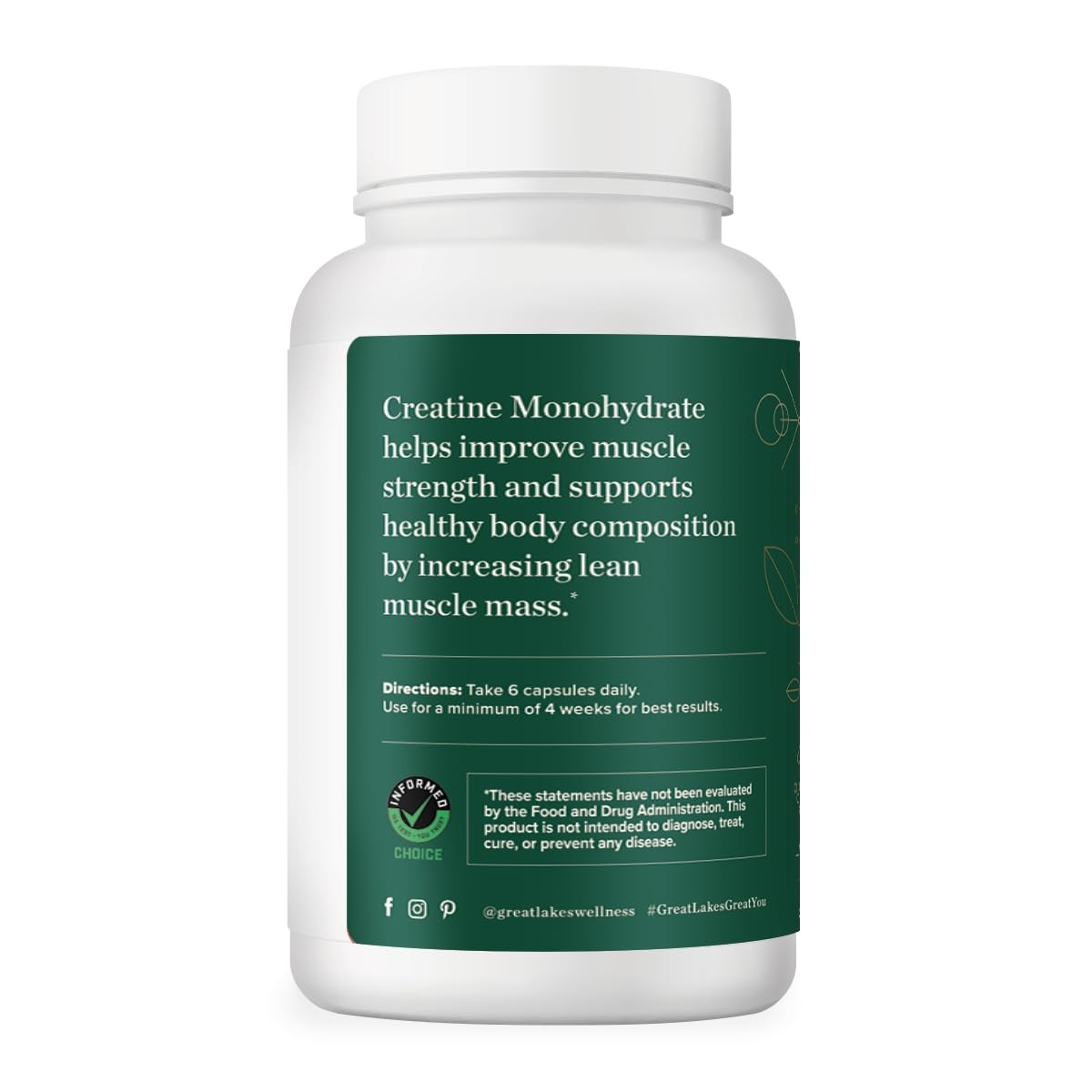 Great Lakes Wellness Creatine Monohydrate 180 Capsules 5g