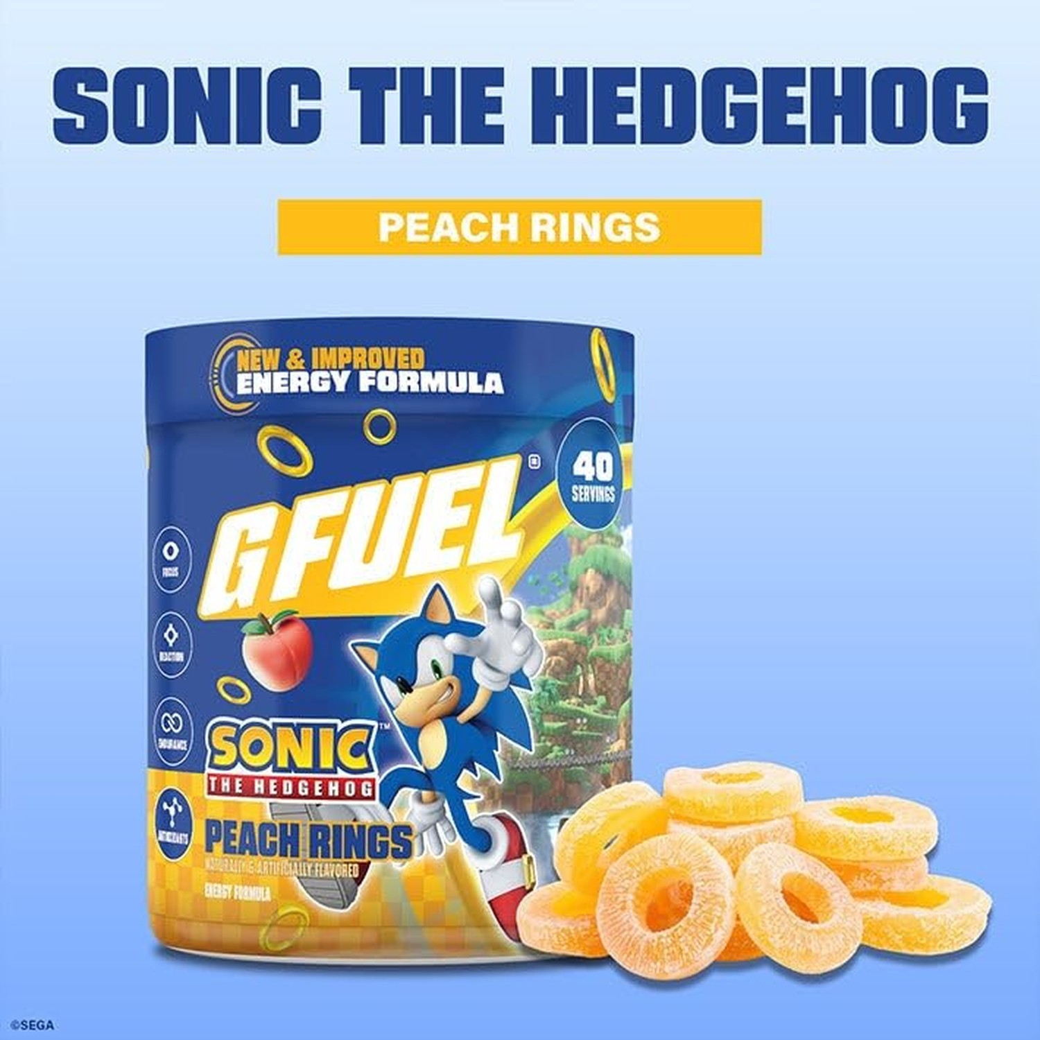 G Fuel Sonic 2.0 Energy Drink Powder, Pre Workout Caffeine Mix for Gaming, Su…