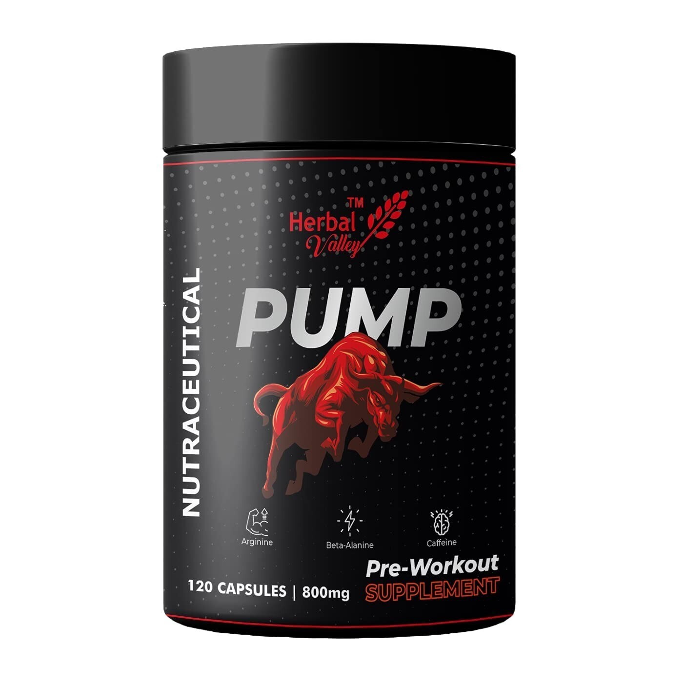 HerbalValley Pump Pre Workout Capsules 120 | 800MG Supplements