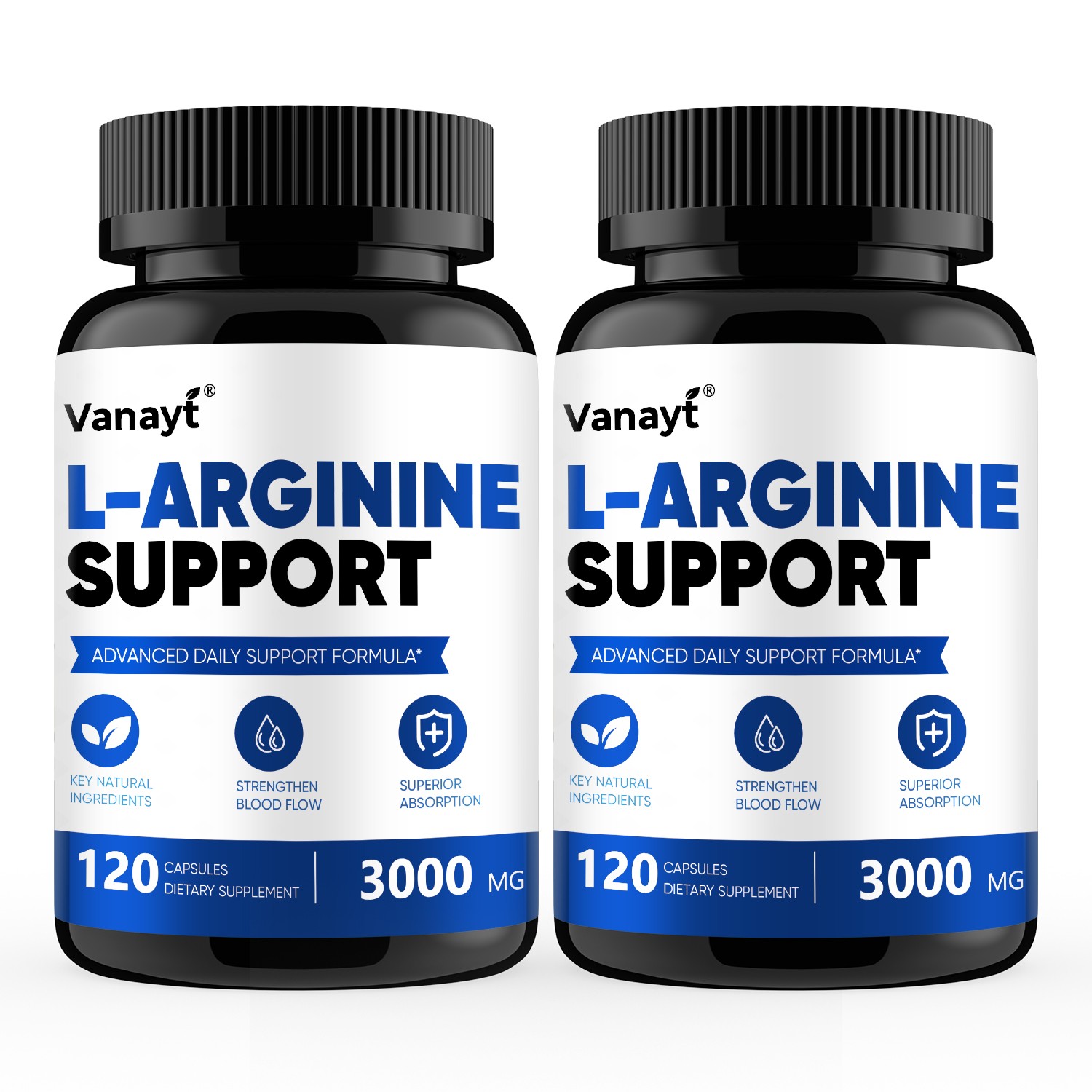 2Packs L-Arginine 3000mg with Black Pepper Muscle Strength Stamina Heart Support