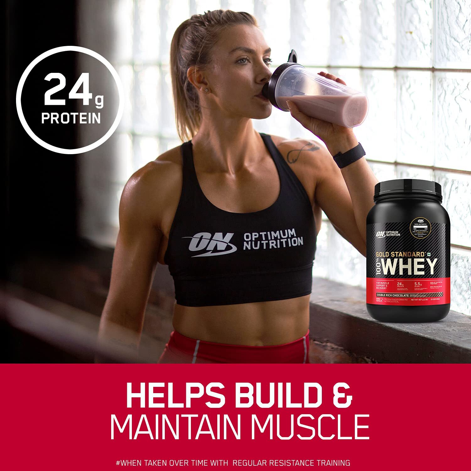 Optimum Nutrition (ON) Gold Standard 100% Whey Protein Powder 1 lbs, 454 g