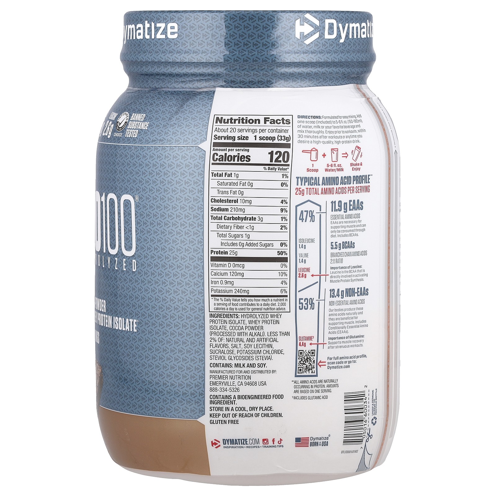 ISO100® Hydrolyzed, 100% Whey Protein Isolate, Fudge Brownie , 1.45 lb (660 g)