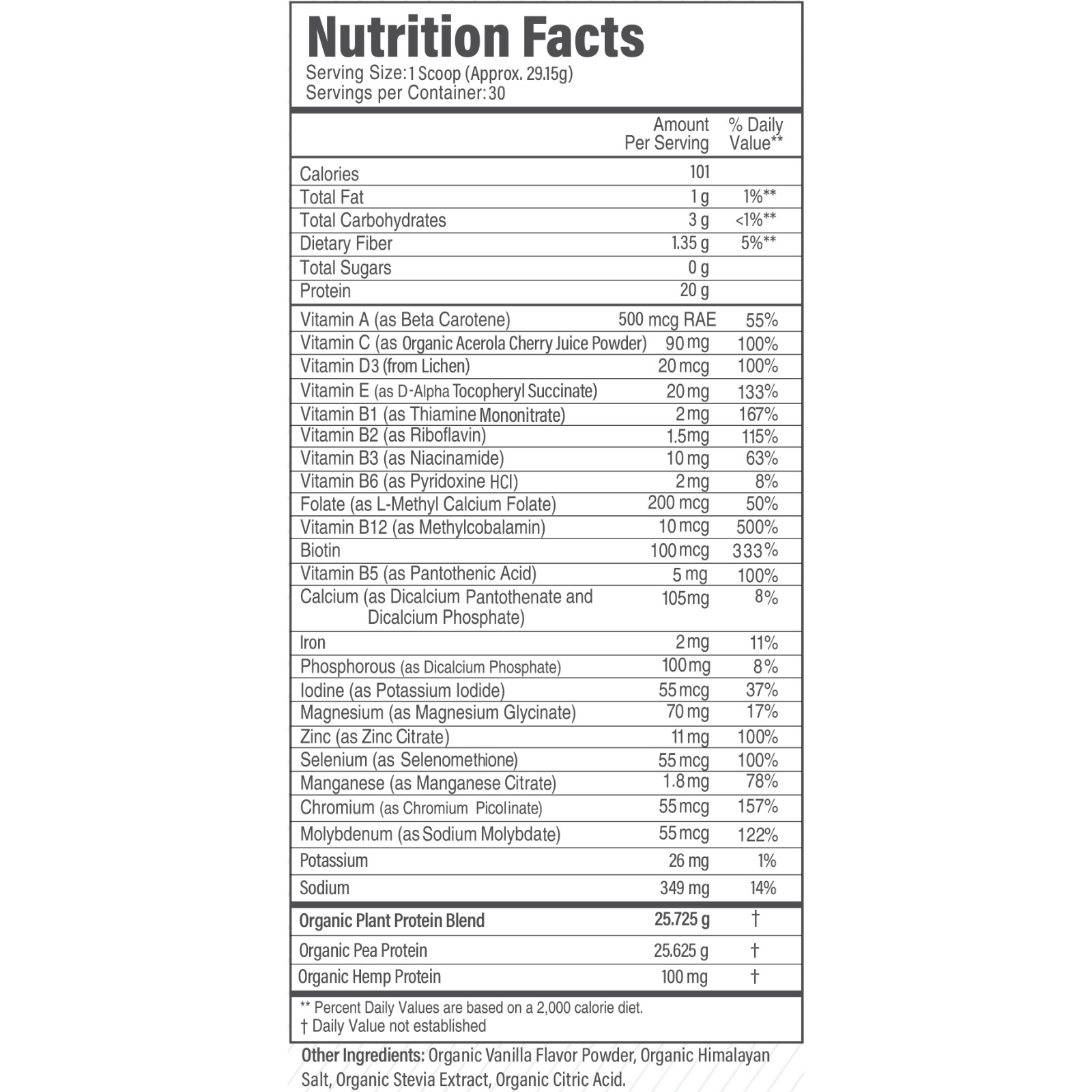 LiveGood Plant Based Protein Powder Pea Hemp Vanilla 30.8oz USDA Organic 30 Svgs