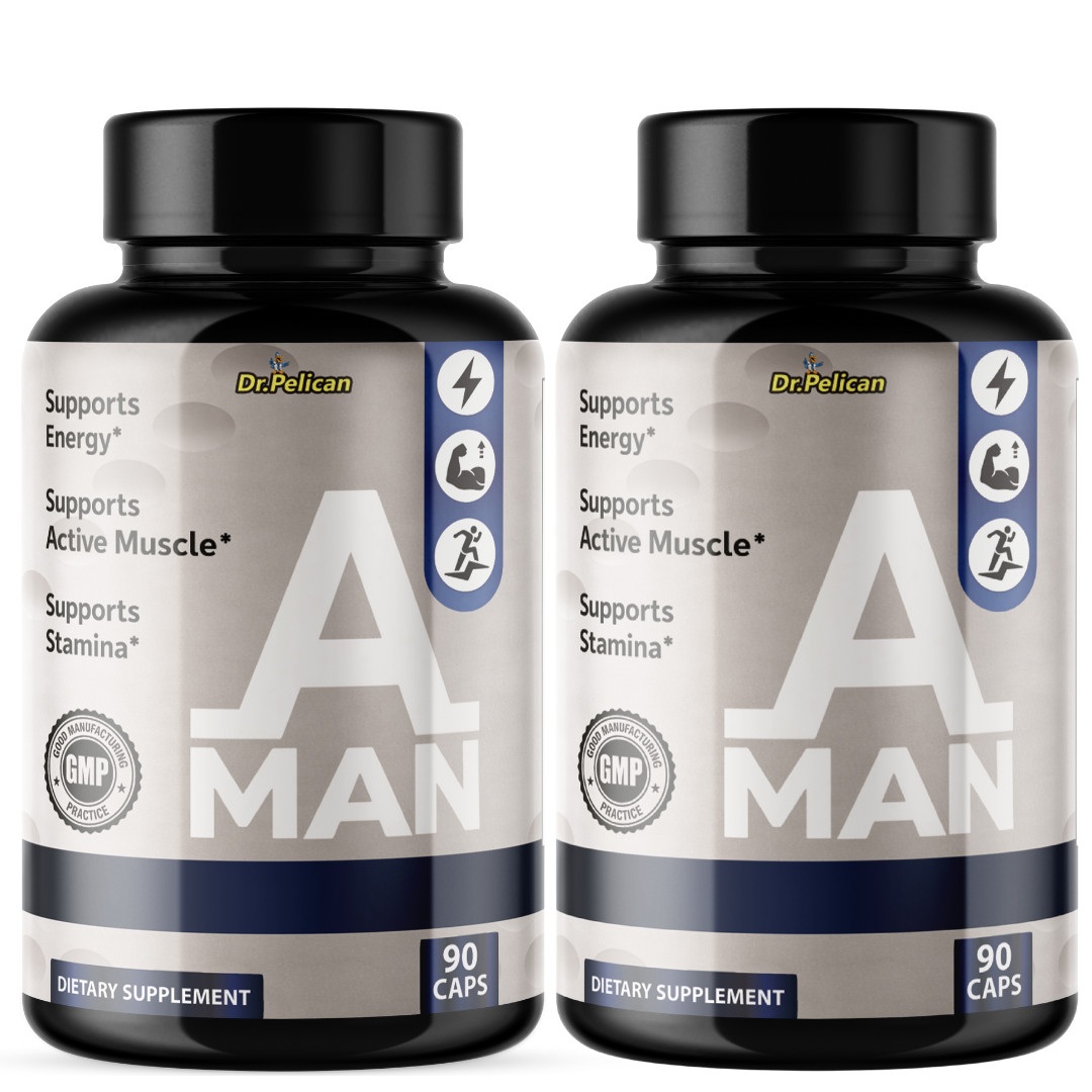 A MAN- Bodybuilding & Men’s Health Support- 2 Bottles- 180 Capsules