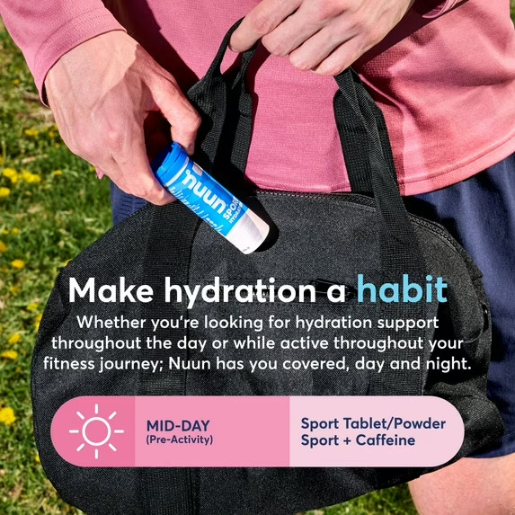 Nuun Sport + Caffeine Electrolytes Hydration Drink Mix Tablets, Mango Orange,10c