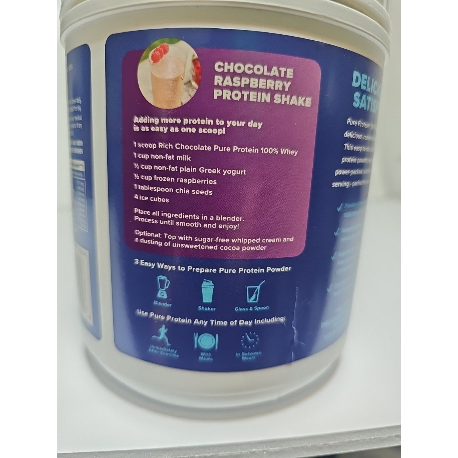 Pure Protein Powder, Whey, High Protein, Gluten Free, Rich Chocolate, 1 lb