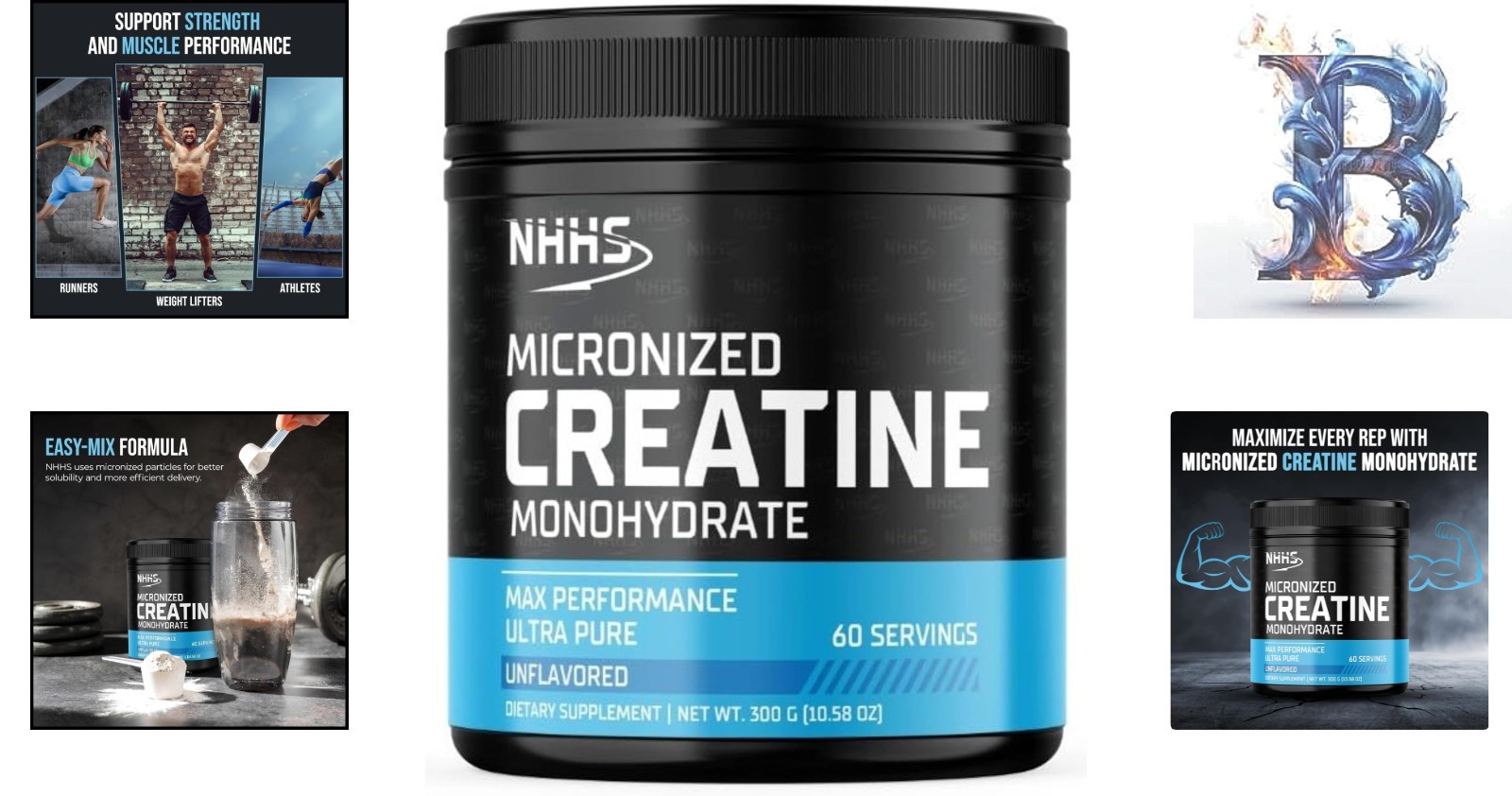 Micronized Creatine Monohydrate Powder, 60 Servings, 300g – Pure & Unflavored