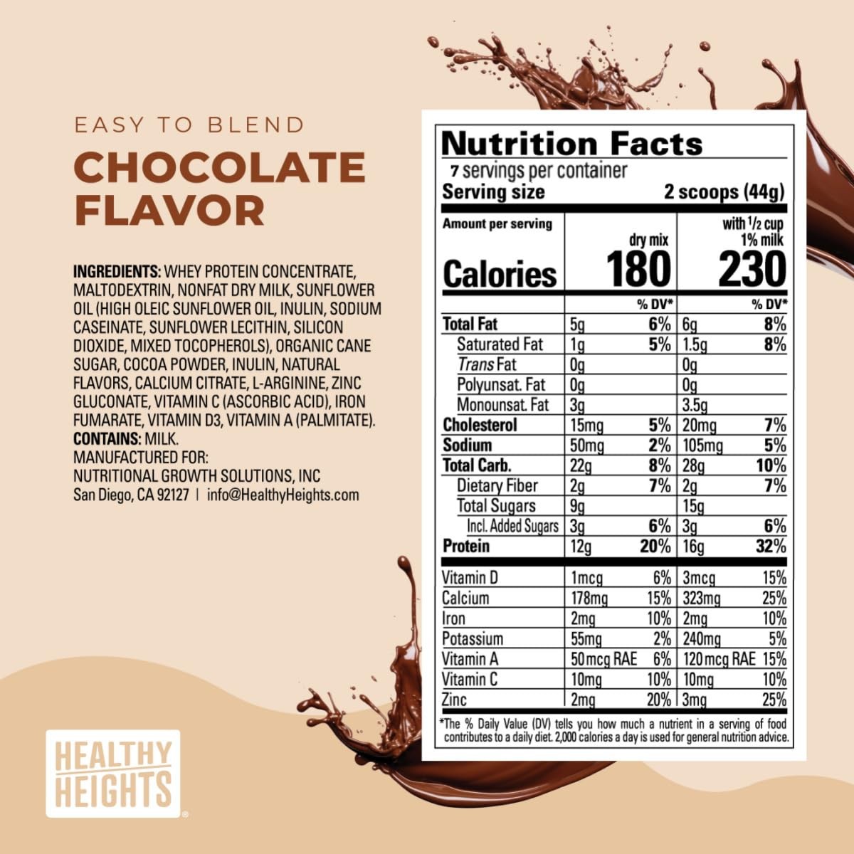 Healthy Heights Grow Daily Kids Protein Drink Mix (Chocolate) – High Protein …