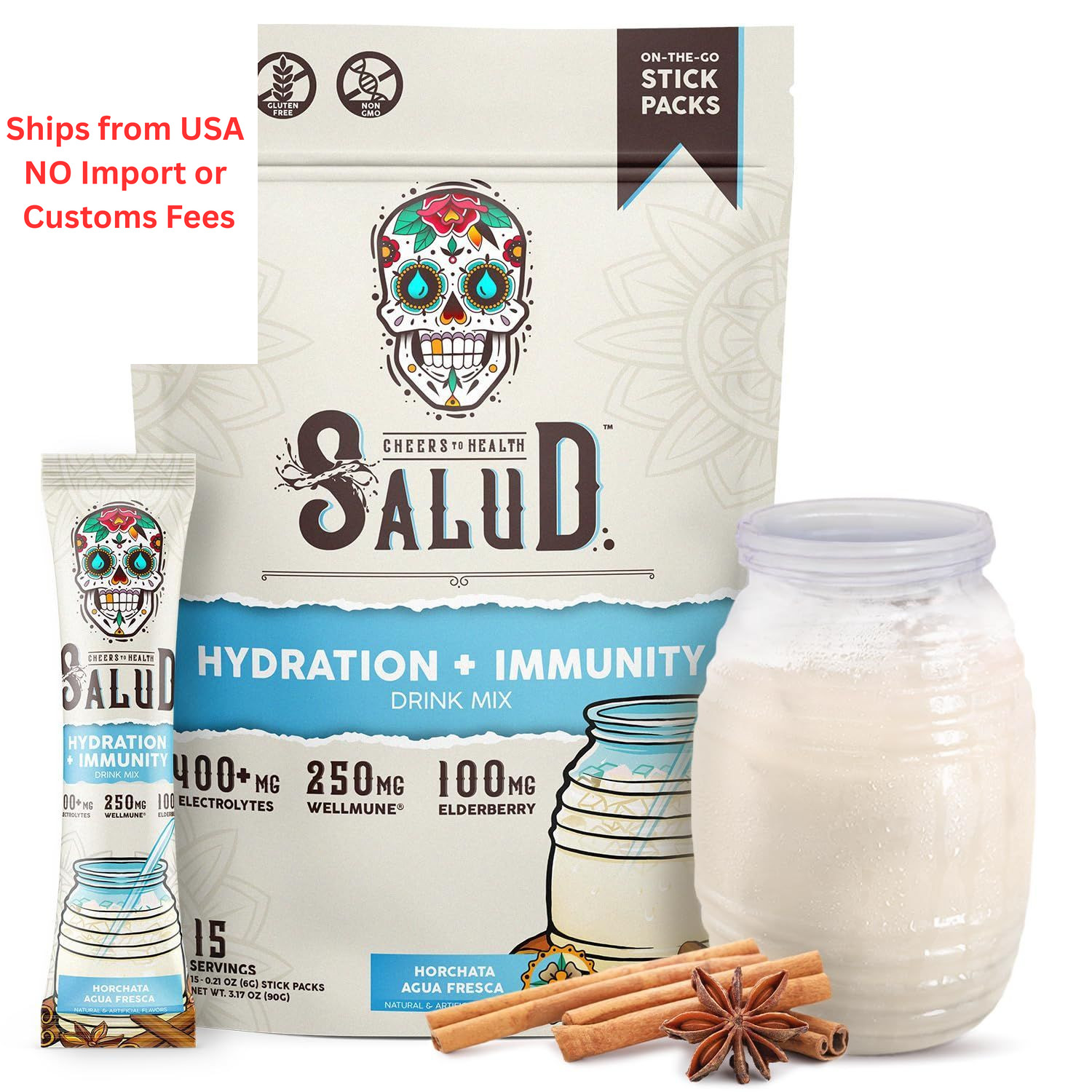 Salud 2-in-1 Hydration Packets + Immunity 0.21 Ounce (Pack of 15)