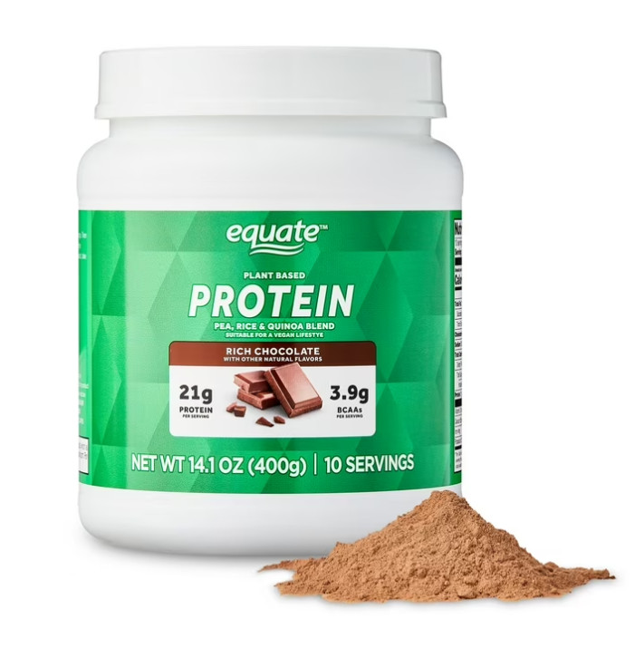 3 Pack Equate Plant-Based Protein Powder Supplement, Rich Chocolate, 14.1 oz Pk