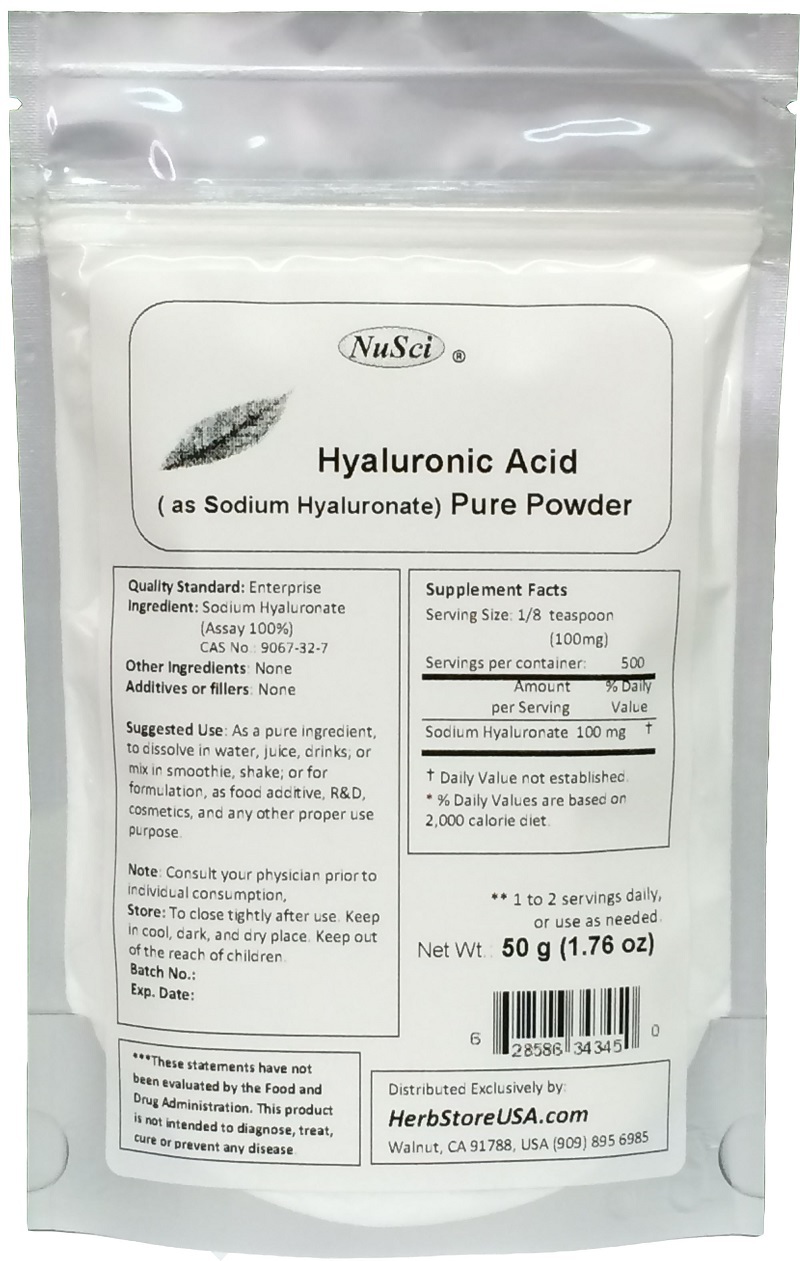 NuSci 100% Pure 10g Hyaluronic Acid Powder HA Sodium Hyaluronate wrinkle joint