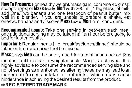 Develo Serious Muscle mass gainer protein original gym supplement for men- 500gm