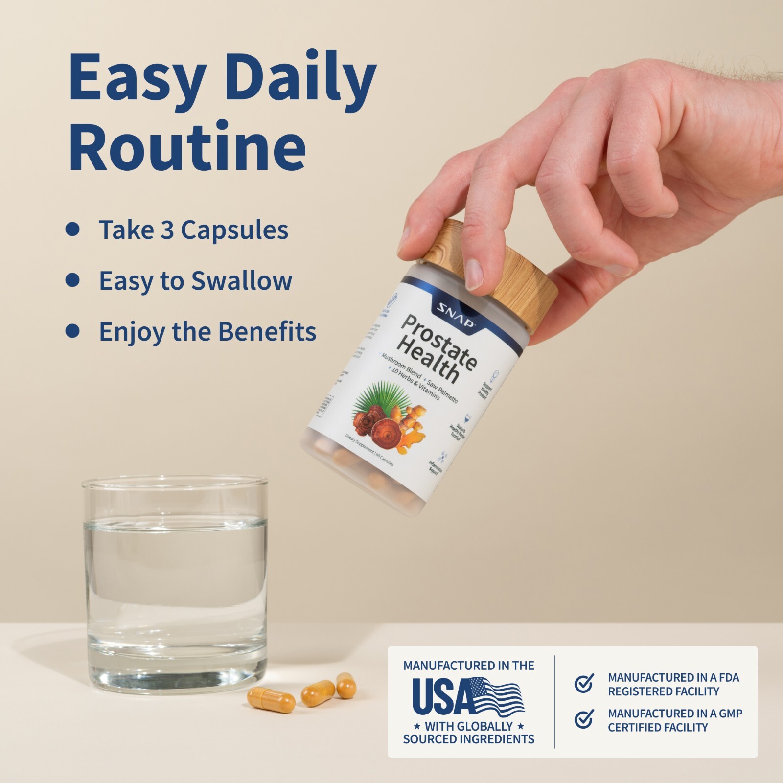 SNAP Prostate + Nitric Oxide Booster Saw Palmetto L-Arginine L-Citrulline 3 PACK