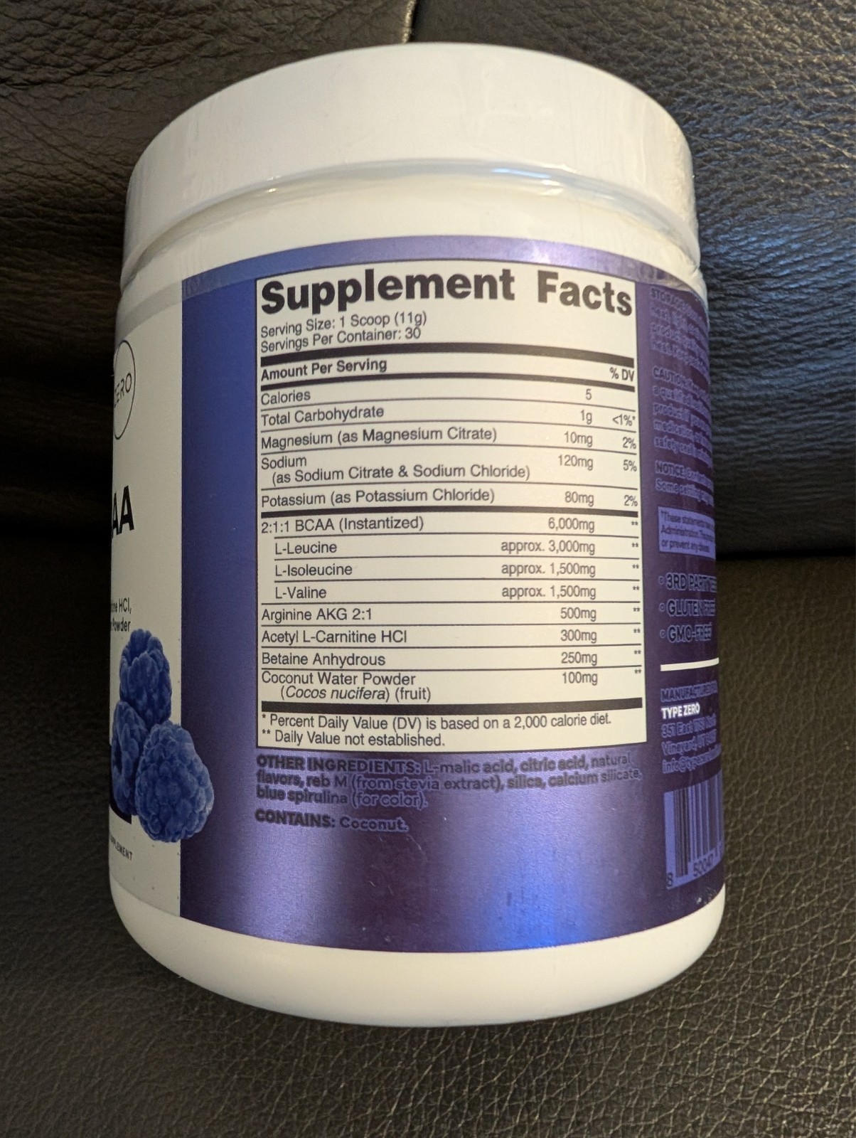Type Zero Amino Burn – Vegan BCAA + Clean Pre Workout Powder with Arginine AKG