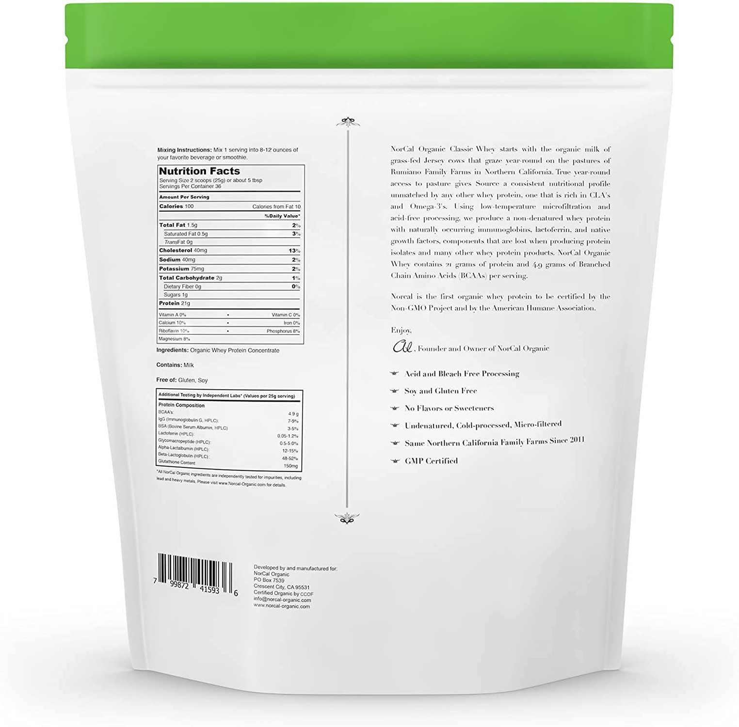NorCal Organic – Classic Whey Protein – 100% Grass-Fed and Grass-Finished – U…