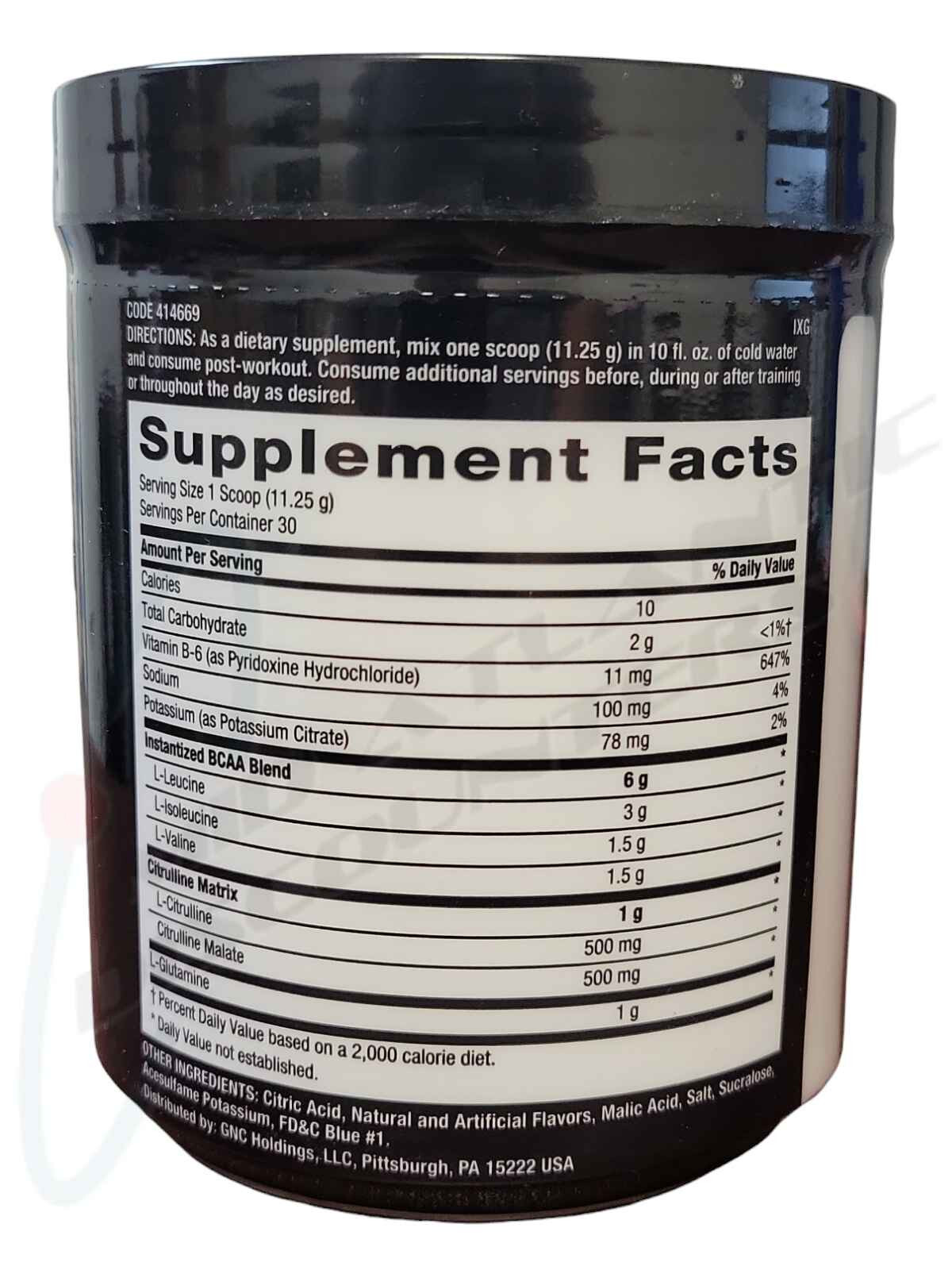 GNC AMP Gold Series BCAA Advanced Blue Raspberry 30 Servings Exp 4/9/2026