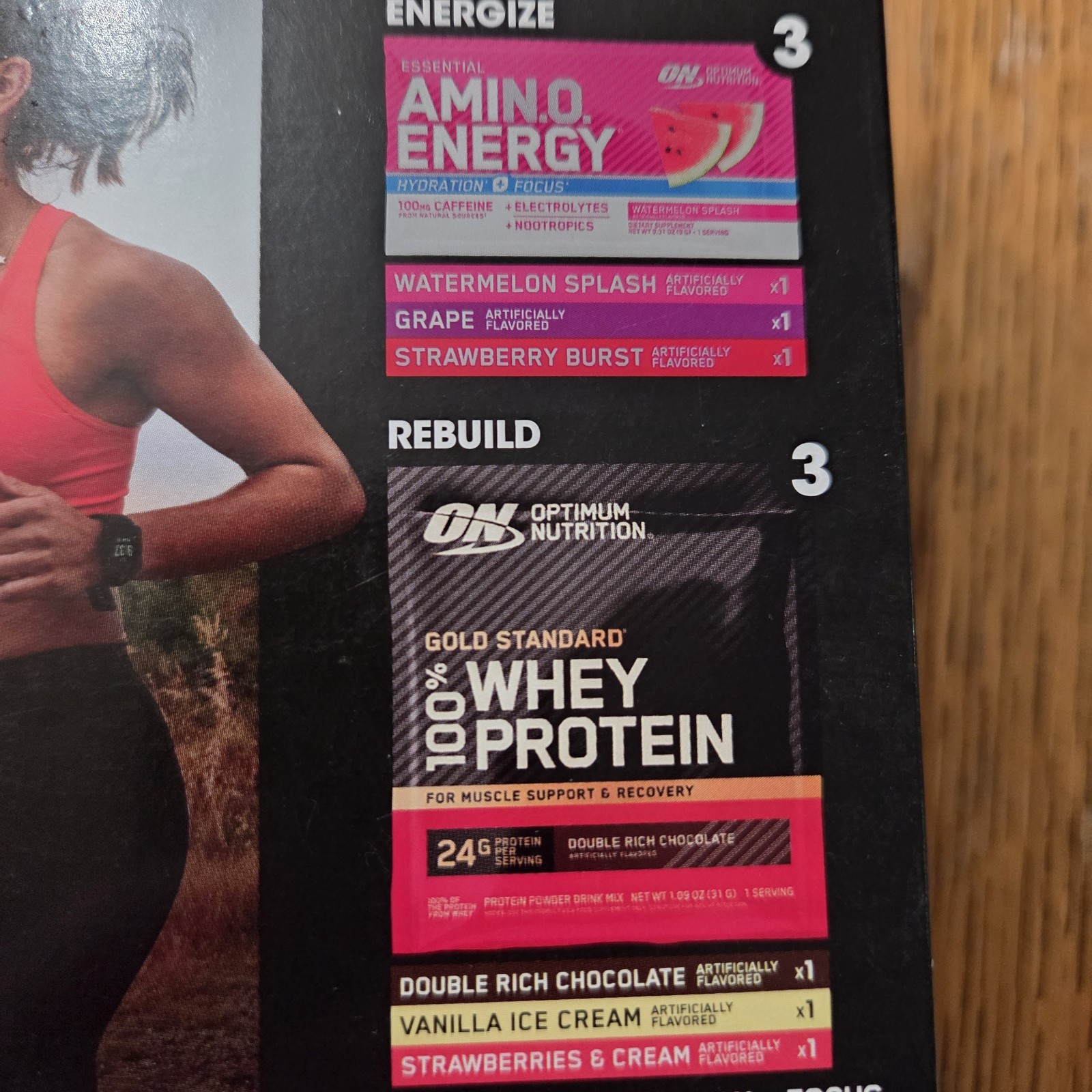 NIB Optimum Nutr. Starter Kit Creatine Amin-o-energy And Whey Protein. 2 Boxes.
