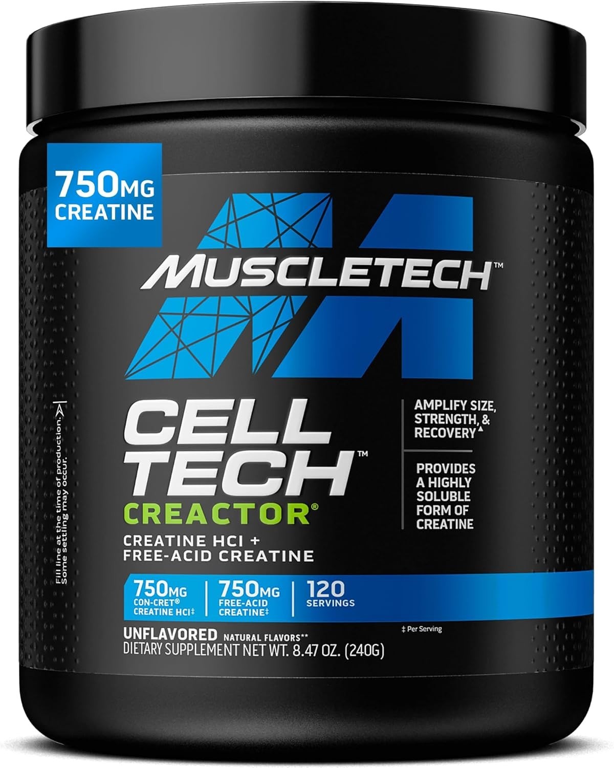 Cell-Tech Creactor Creatine HCl Powder – 120 Servings, Unflavored Muscle Builder